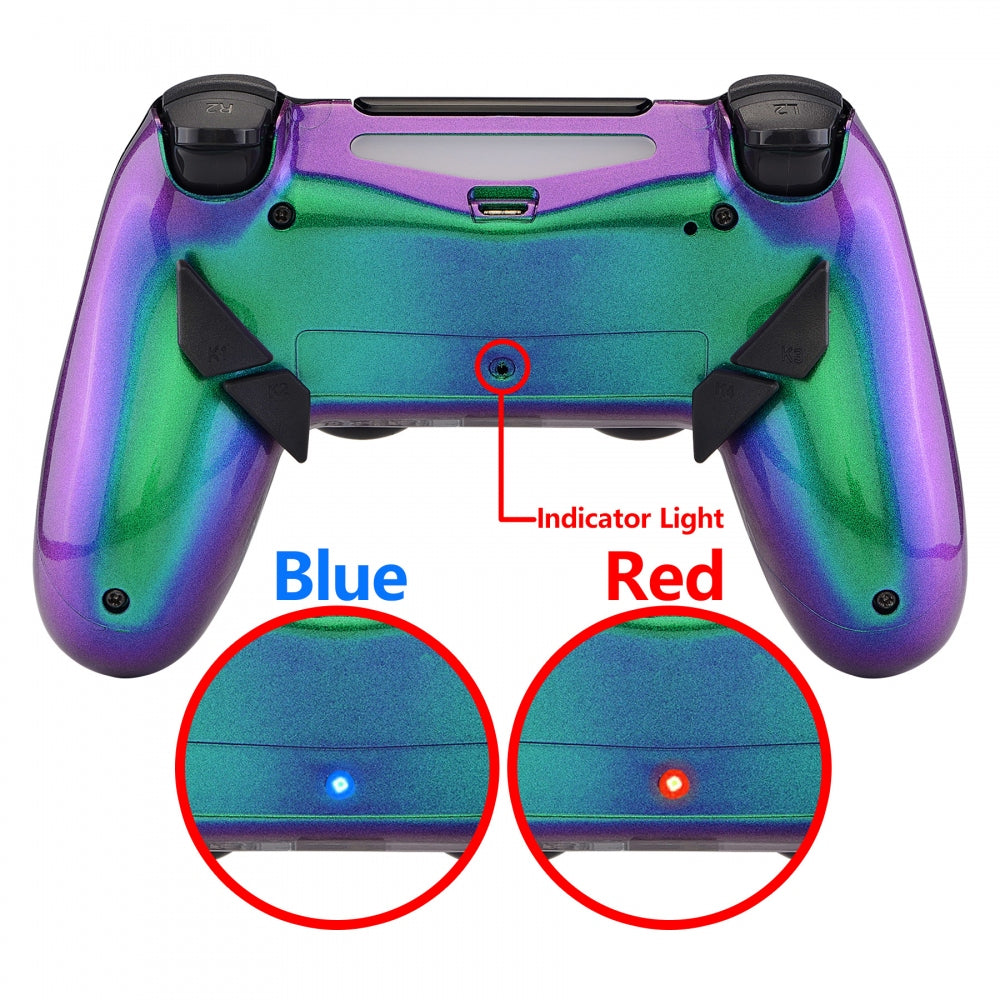 eXtremeRate Chameleon Purple Green Blue Remappable Back Button Kit with Redesigned Shell for PS4 Controller (JDM-040/050/055) - Perfect for FPS, Racing & Fighting Games