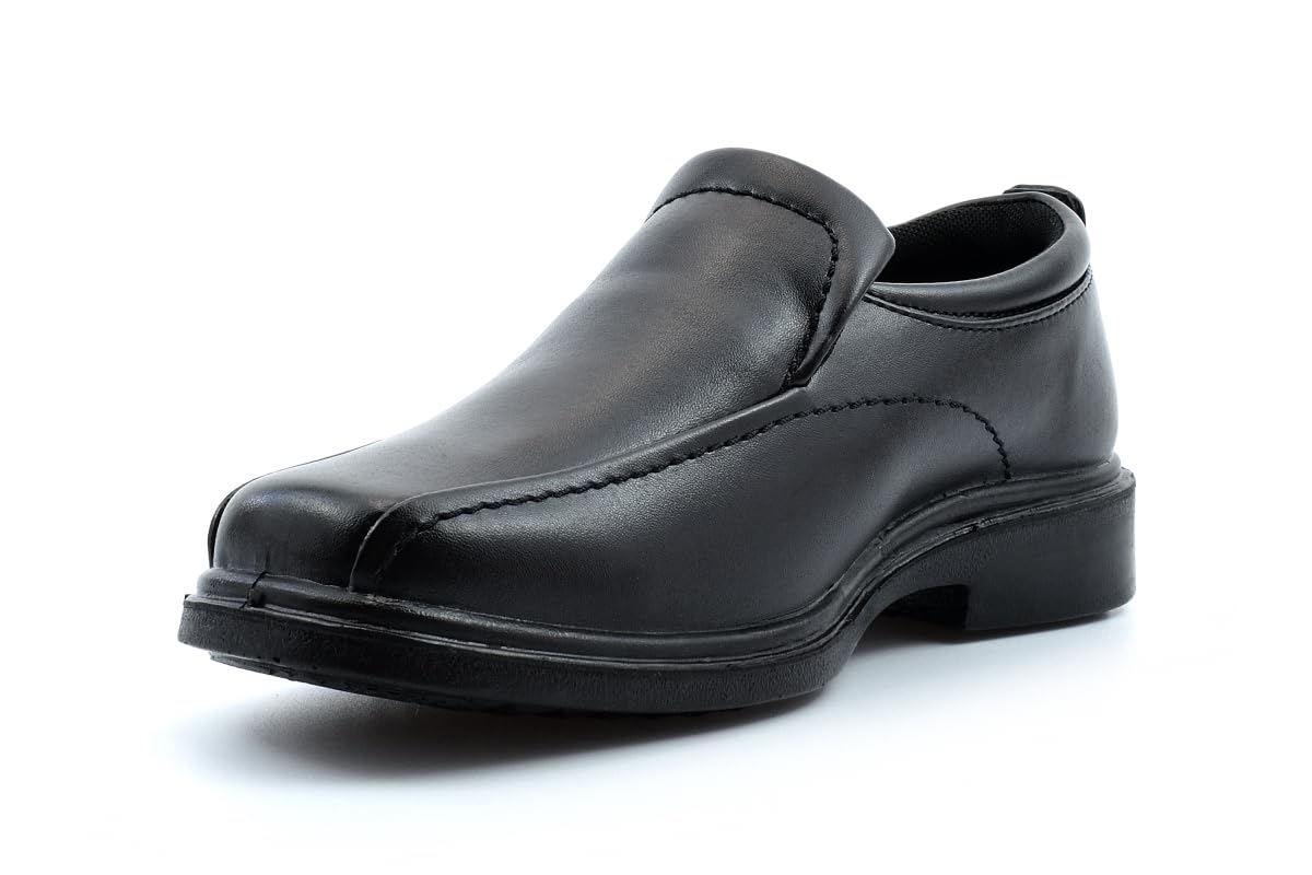 **Boys Slip-On School Shoes - Lightweight & Comfortable Formal Shoes for Kids - Black Size 13-6 with Central Gusset - Perfect for Daily School Wear & Special Occasions**