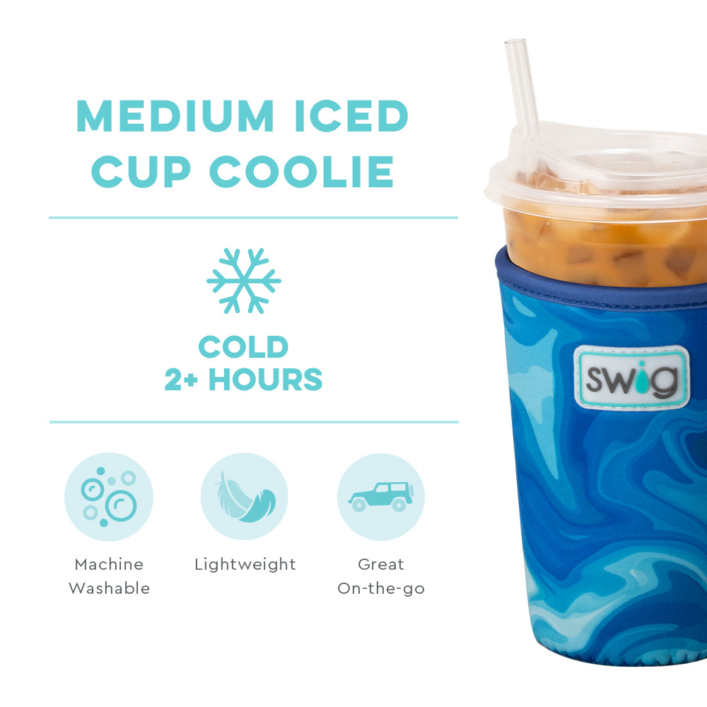 Blue Lagoon Medium Iced Cup Coolie - Insulated Beverage Sleeve for Cold Drinks, Perfect for Iced Coffee, Smoothies, and Summer Cocktails at Home or Outdoor Parties