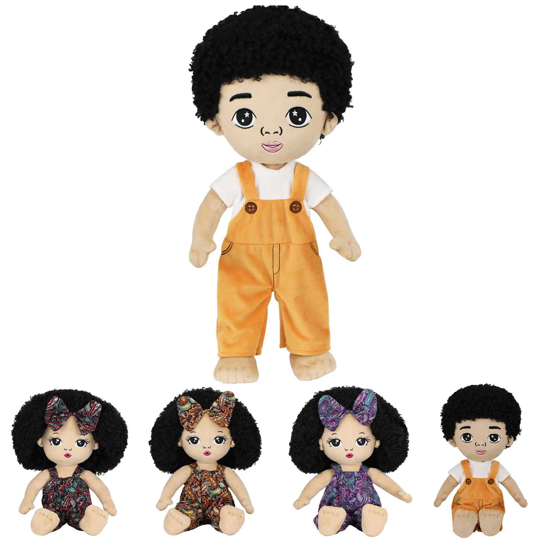 JUSTQUNSEEN 19'' Black Baby Doll - African American Soft Plush Stuffed Doll for 3 Year Old Girls | Perfect Gift for Birthdays, Christmas & Pretend Play