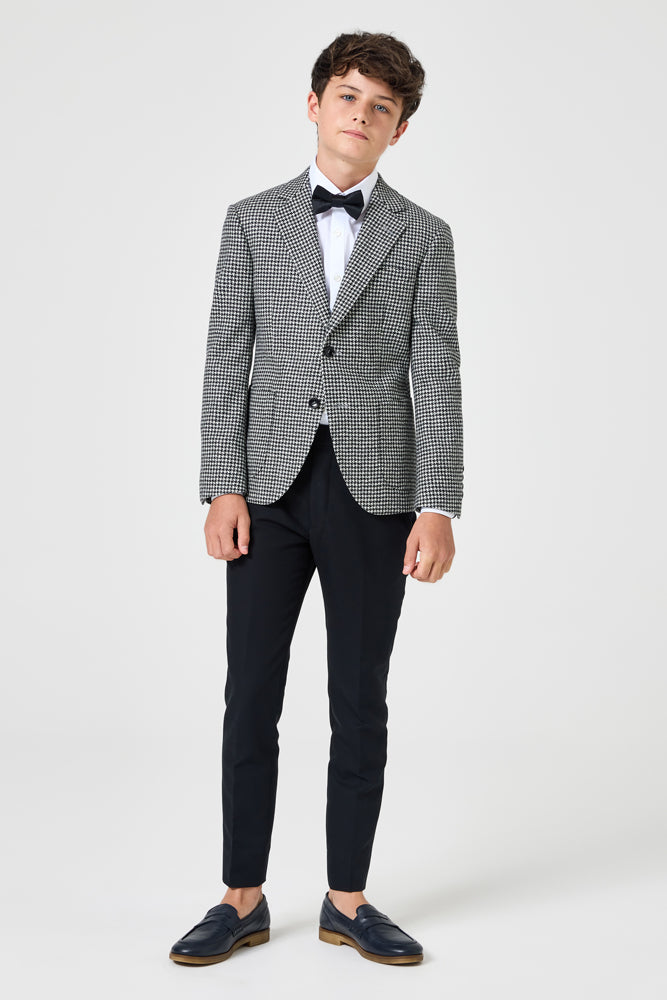 Hendrix Blazer - Black & White Houndstooth Wool Jacket for Men | Classic Business & Formal Wear | Perfect for Office, Weddings & Special Occasions
