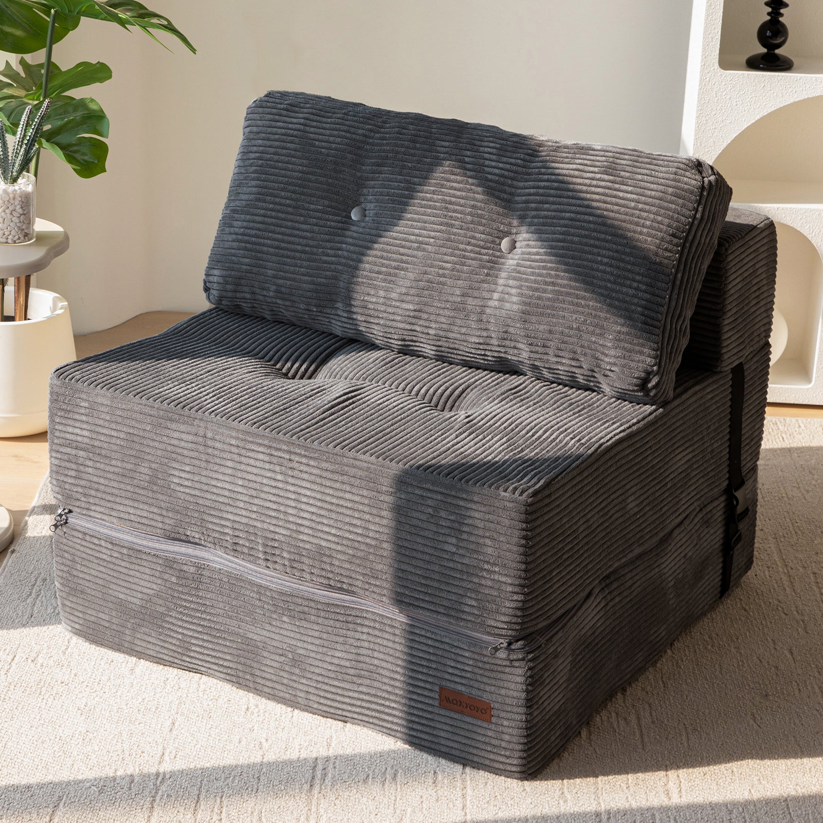 MAXYOYO Convertible Folding Sofa Bed with High-Density Support Foam - Dark Grey Sleeper Couch for Small Spaces, Living Room, Bedroom & Guest Room | Space-Saving Multi-Functional Furniture