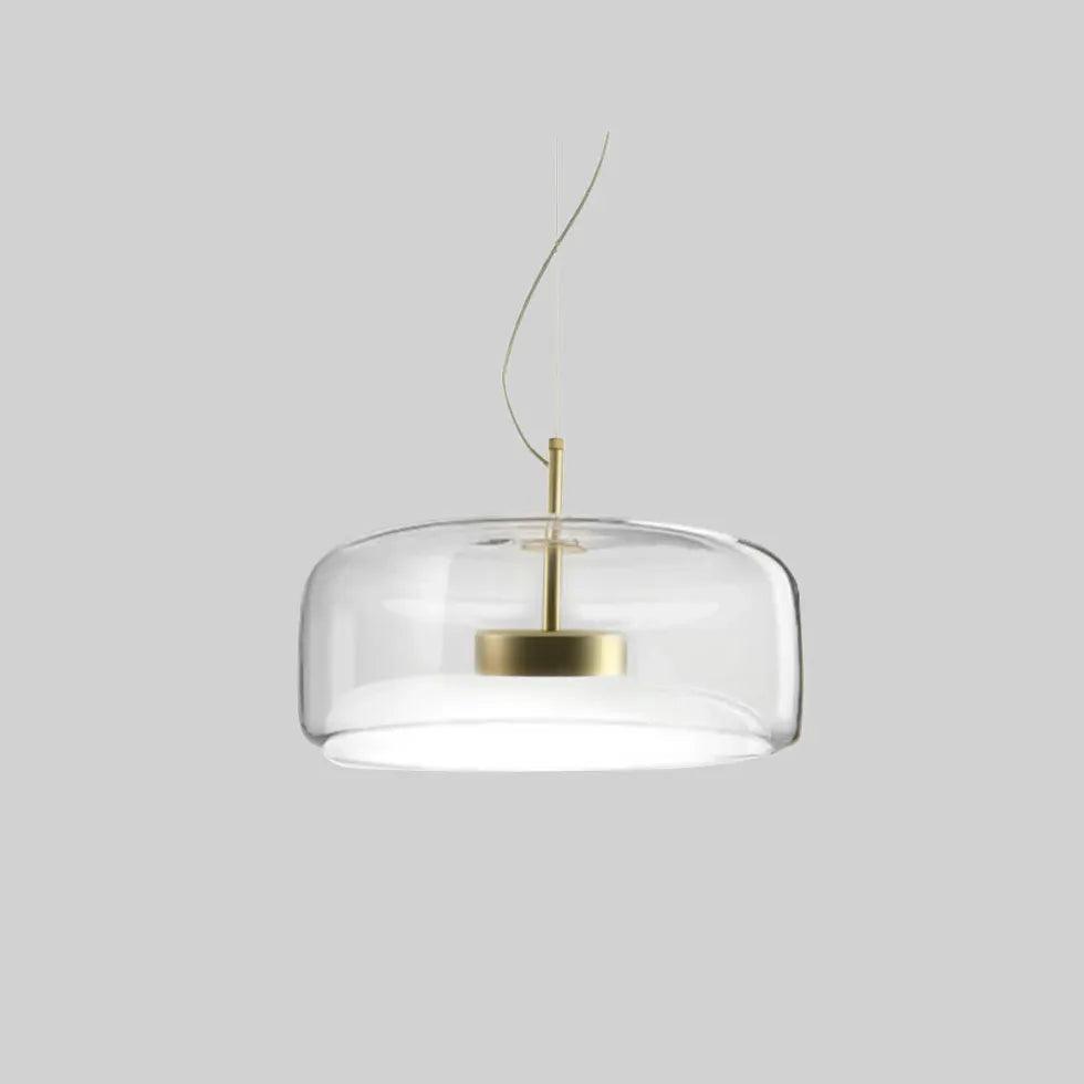 Modern Glass Disc Pendant Light - Sleek Round Dining Room Lighting Fixture for Kitchen Island, Breakfast Nook & Contemporary Home Decor