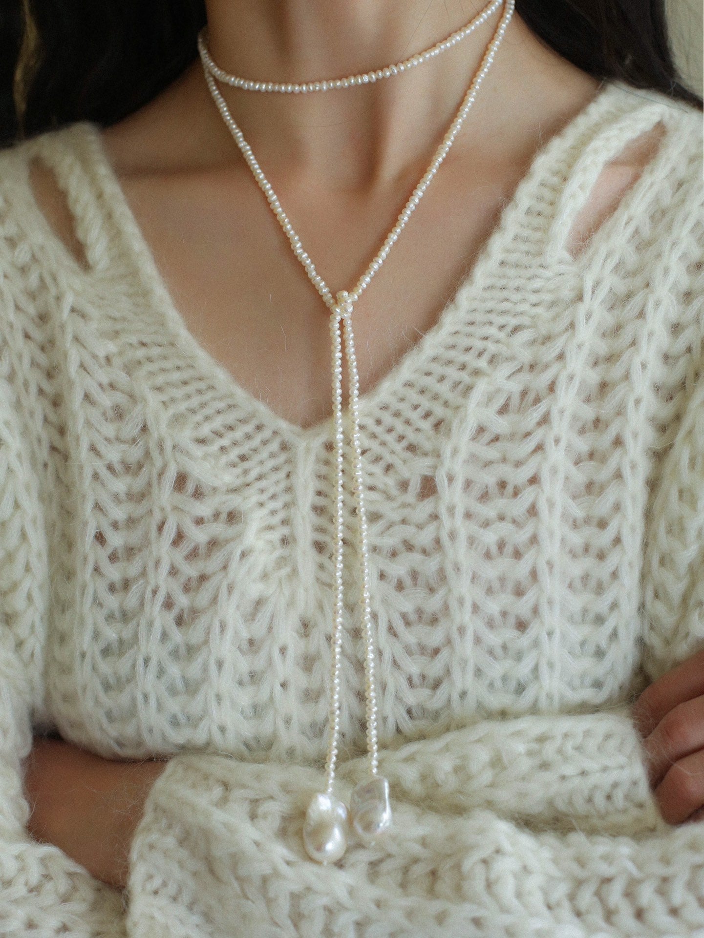 Elegant Long Baroque Beaded Pearl Necklace for Women - Vintage Sweater Chain Jewelry - Perfect for Office, Party & Special Occasions