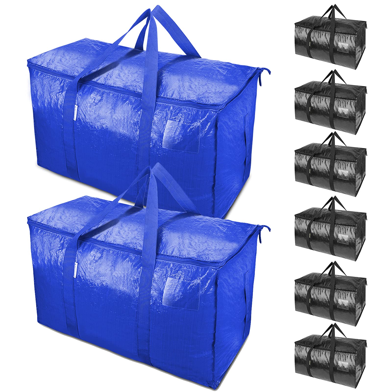TICONN 2 Pack Extra Large Moving Bags + 6-Pack Oversized Moving Bags - Heavy Duty Storage Bags for Moving, Packing & Organizing - Perfect for Home Relocation, College Dorm & Storage