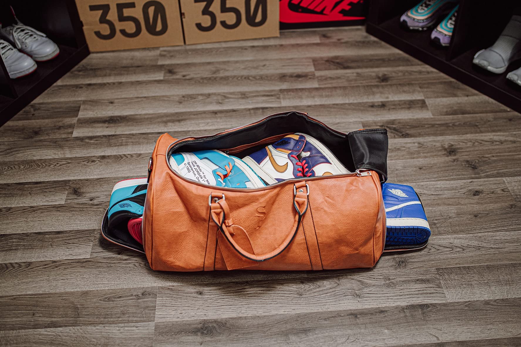 Premium Leather Duffle Bag for Travel - Multi-Functional Carry-On with Shoe Compartment & Spacious Storage - Ideal for Gym, Business Trips & Weekend Getaways (Brown)