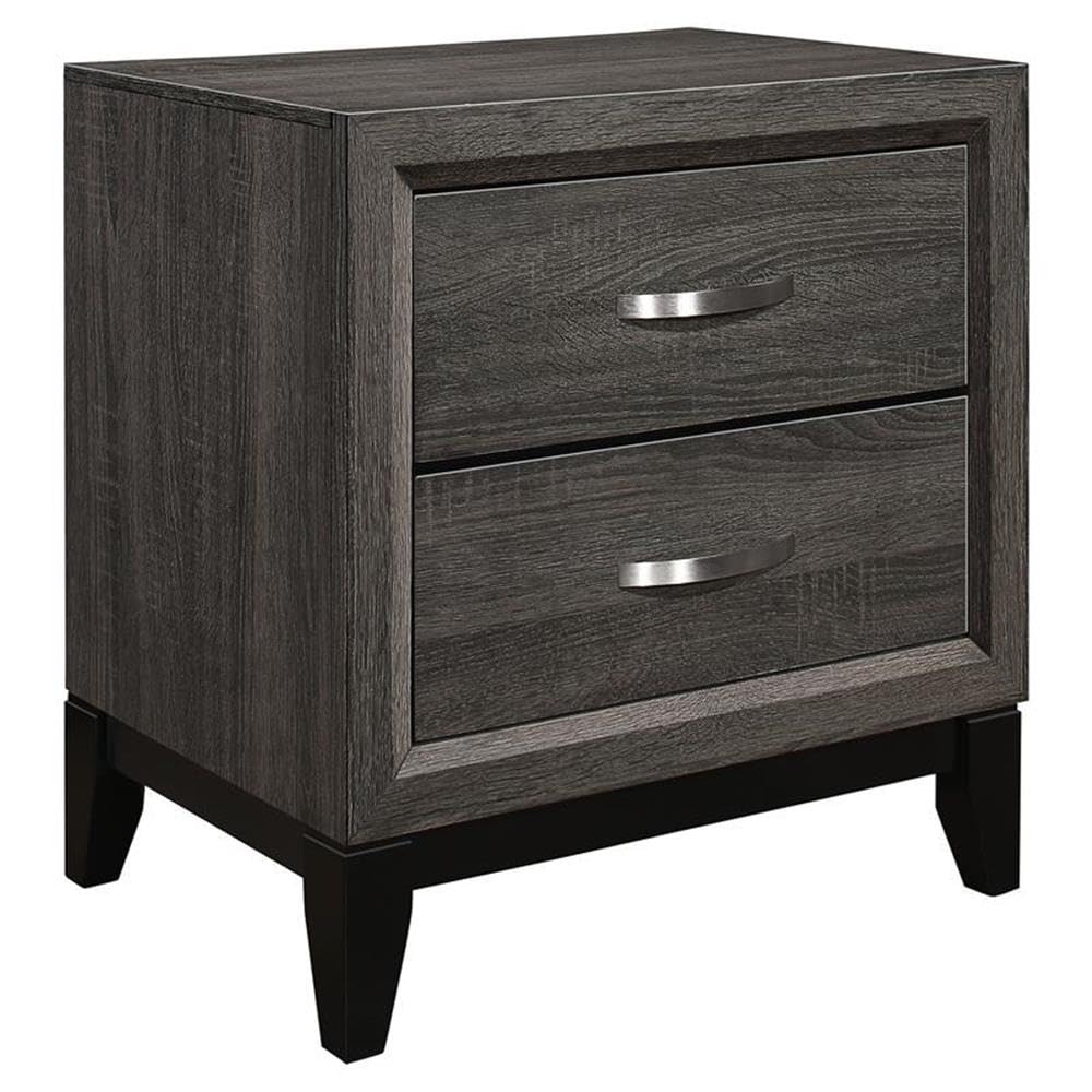 Modern Gray Wood Nightstand with 2 Dovetail Drawers - Stylish Bedroom Furniture for Small Spaces & Guest Rooms | Pemberly Row