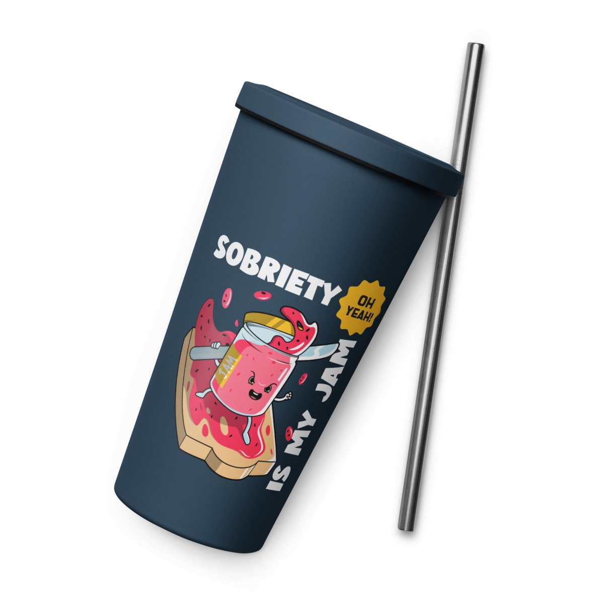 Jammin' to Sobriety Tumbler - 20oz Insulated Stainless Steel Cup with Lid & Straw - Perfect for Coffee, Tea & Cold Drinks at Home, Office or Gym