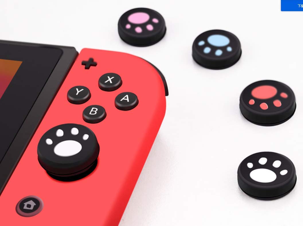6-in-1 Thumb Grips Joystick Caps - Soft Silicone Protective Cover for Nintendo Switch Joy-Con Controllers (Black) - Improve Gaming Comfort & Grip for Long Play Sessions