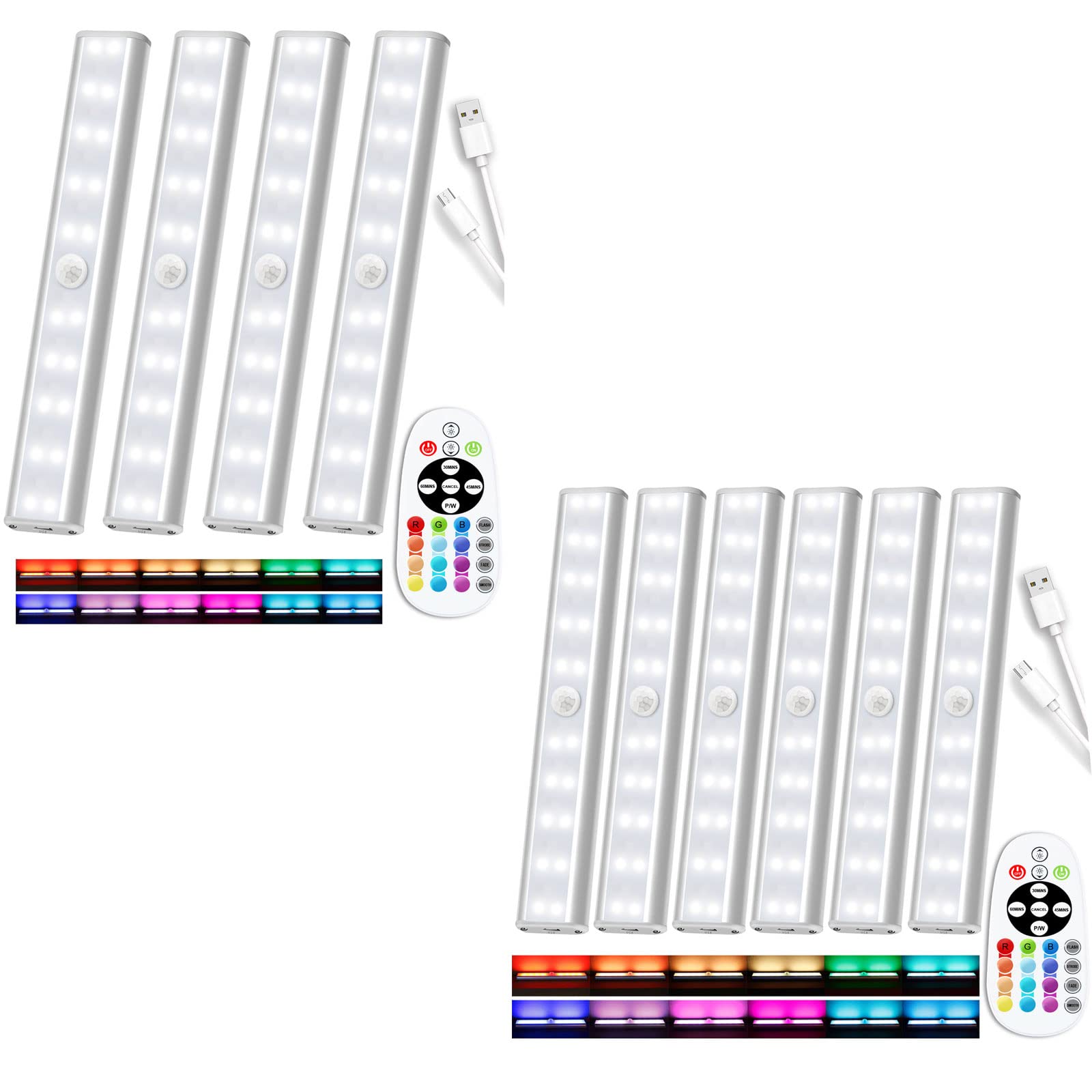 SZOKLED 4 Pack RGB LED Strip Lights with 6 Pack RGB Bulbs - Smart Color Changing Lights for Bedroom, Gaming Room & Home Decor