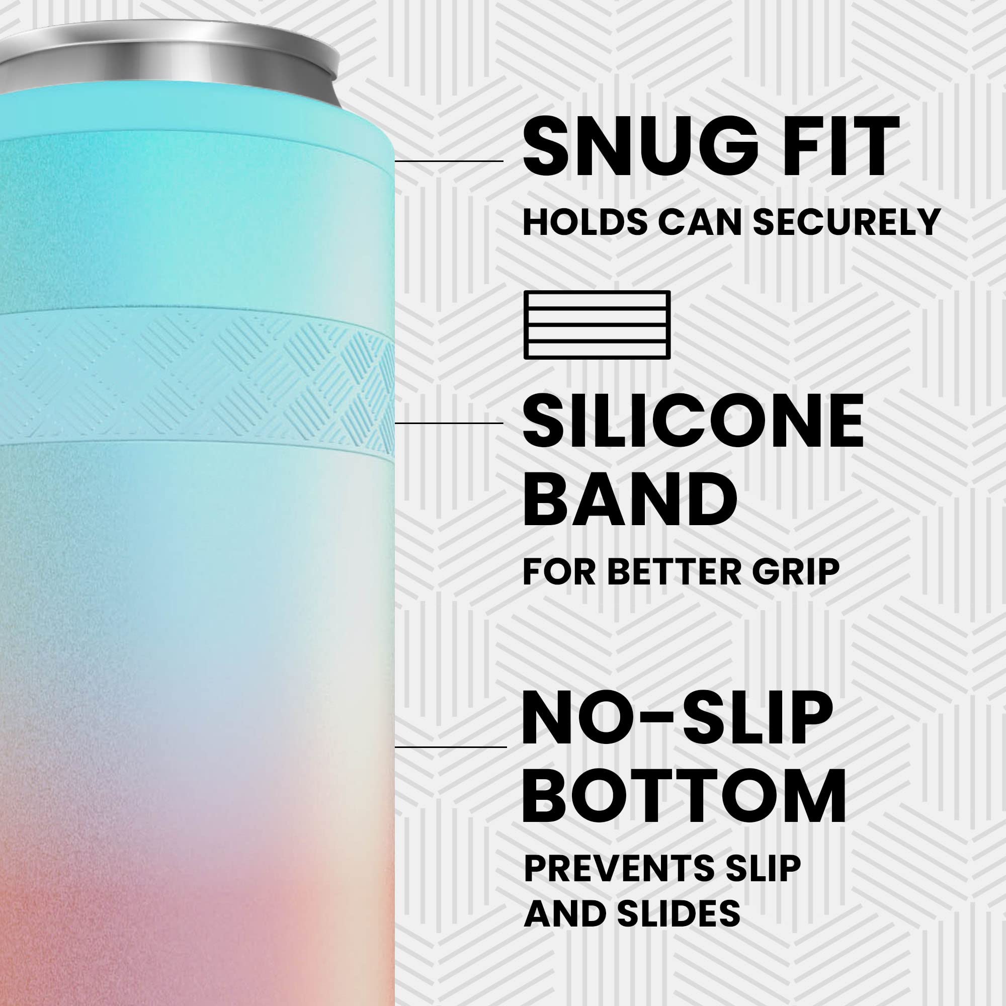Elemental Insulated Slim Can Cooler - Triple Wall Stainless Steel Skinny Can Holder for 12oz Beverages (Beer, Soda, Seltzer) - Cotton Candy Dream - Perfect for Picnics, BBQs & Outdoor Parties