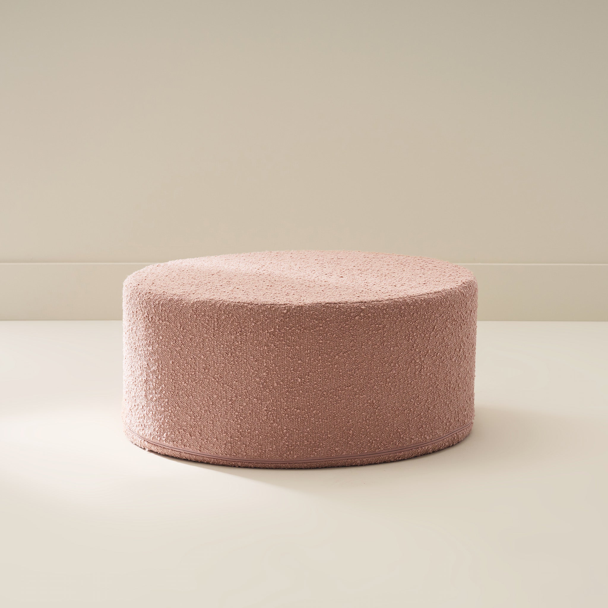 Luxury Boucle Ottoman - Modern Round Footstool Pouf with Storage, Soft Chenille Fabric for Living Room, Bedroom & Nursery - Comfortable Seating & Stylish Home Decor