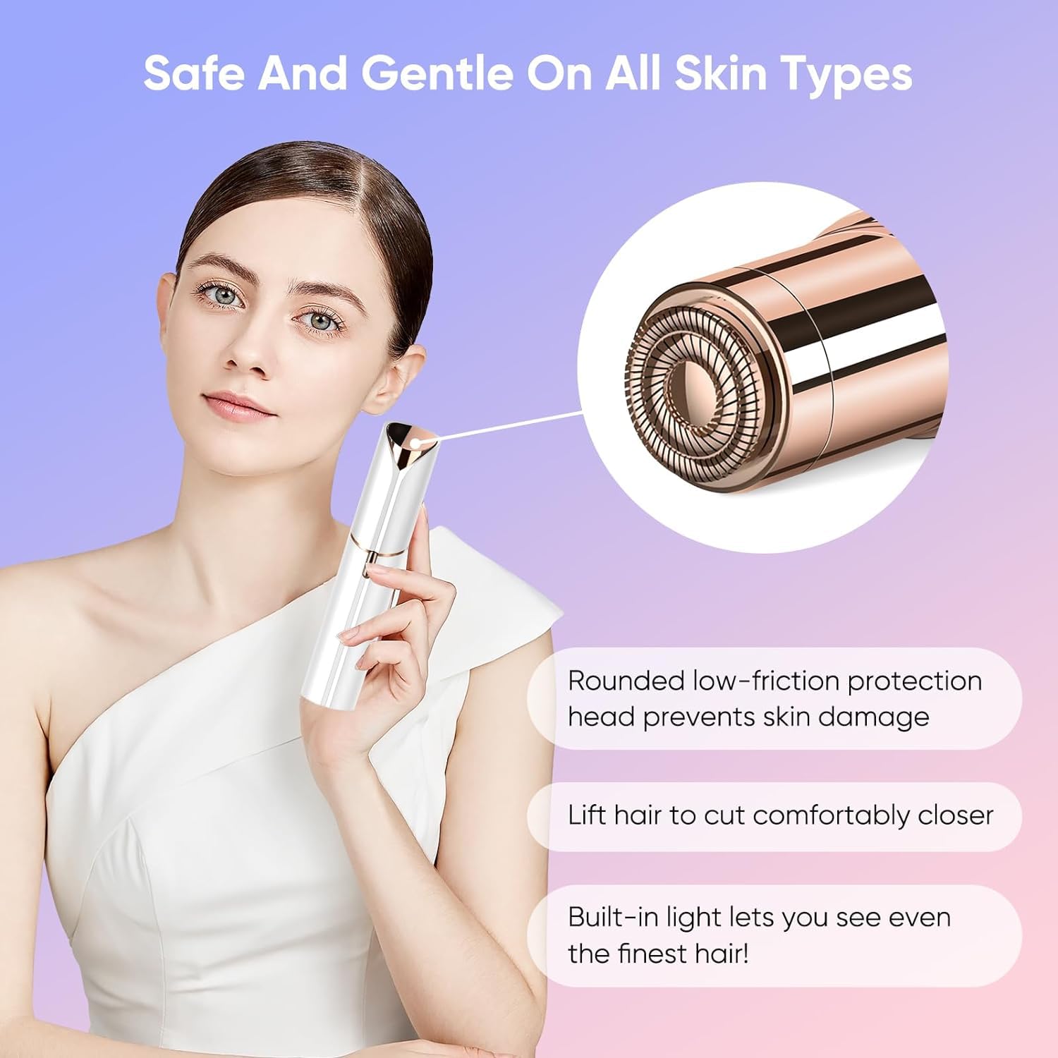 MDM HUB Facial Hair Remover for Women - Chin, Cheek & Upper Lip Hair Removal Device | Painless Skincare Tool (Battery Not Included, Multi Color) | Perfect for Home Use, Travel & Quick Touch-Ups