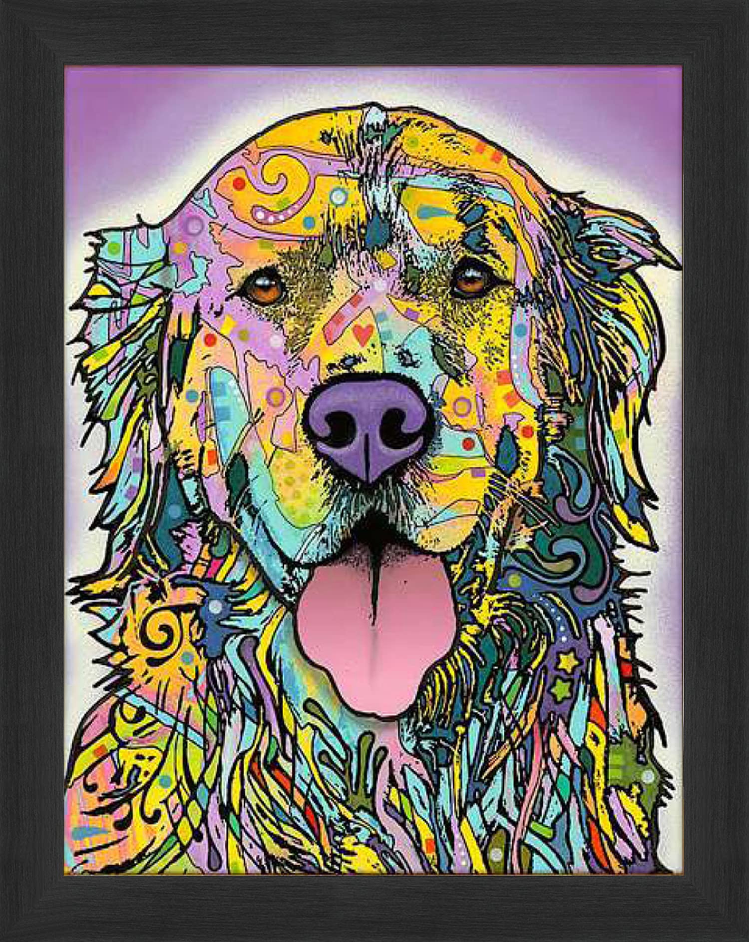 Dean Russo 'Silence is Golden' Framed Dog Art Giclee Canvas Print - Perfect for Living Room, Bedroom & Pet Lover Home Decor