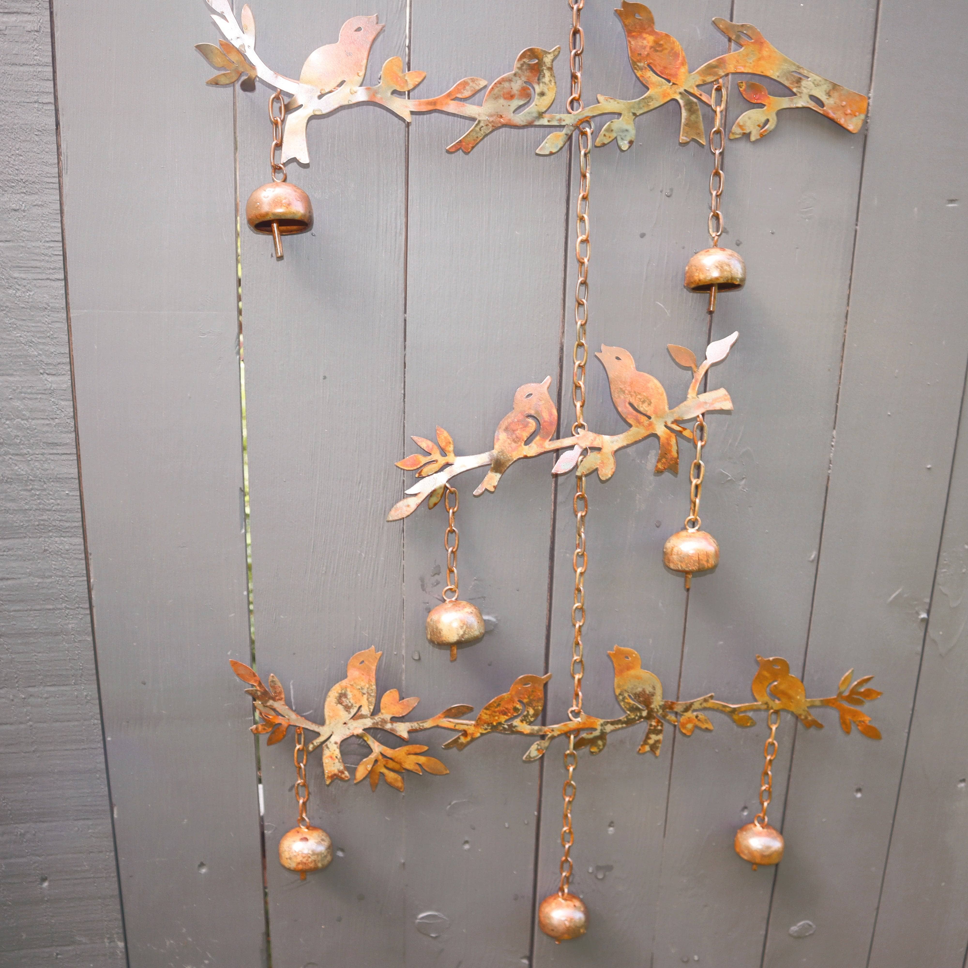 Birds and Branches Wind Chime - Handcrafted Outdoor Garden Decor with Soothing Melodies for Patio, Porch & Backyard Relaxation