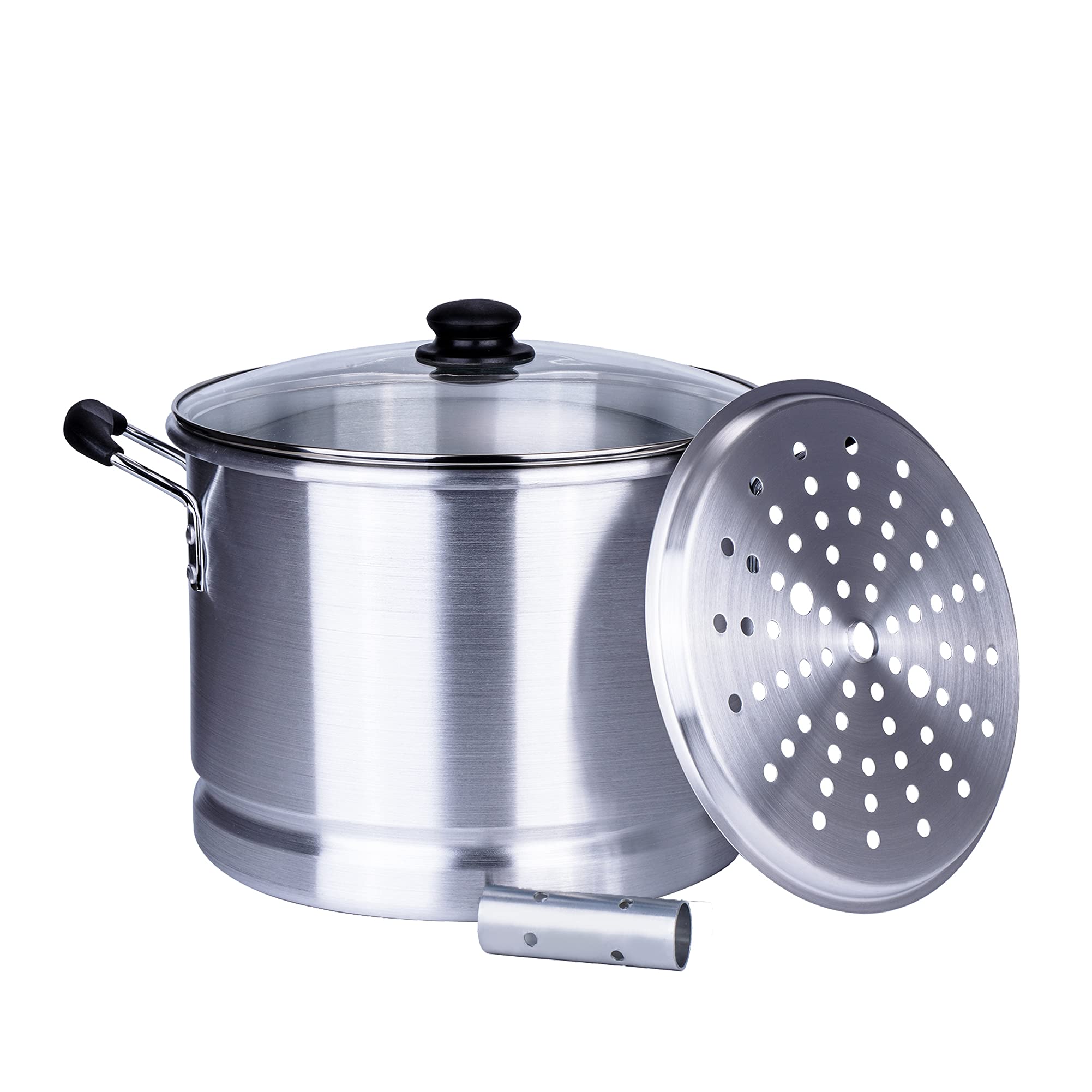 ARC 12 Quart Aluminum Tamale Steamer Pot with Steamer Tube - Multi-Purpose Crab Stock Pot for Seafood, Crawfish, Vegetables - Silver with Bakelite Handle | Perfect for Home Cooking, Outdoor Parties & Large Gatherings