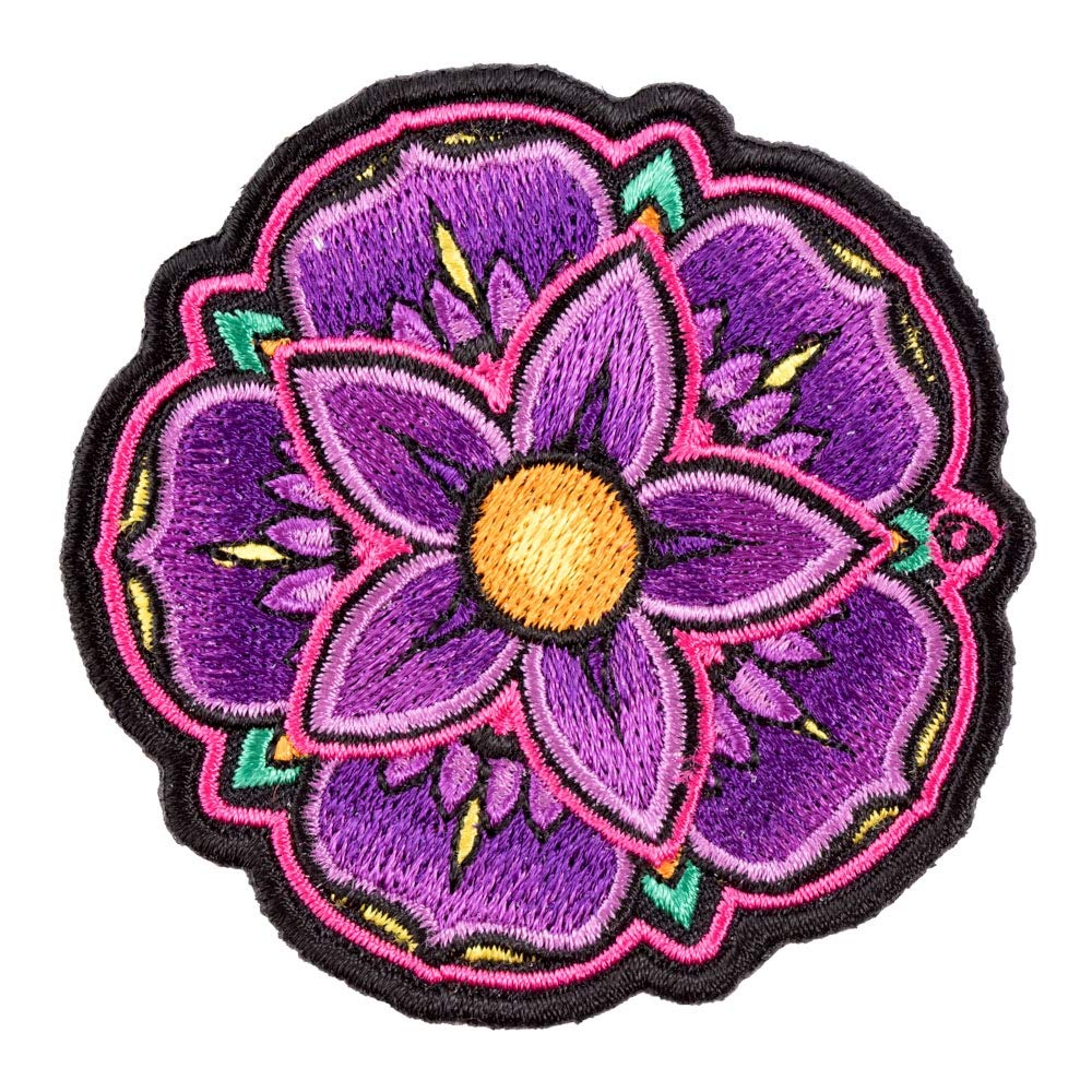 Flower Iron On Patches for Clothing & Jeans - 2.5x2.5 Inch Embroidered DIY Sew On Patches for Jackets, Bags, Hats - Purple & Yellow Decorative Floral Patches for Women | Perfect for Denim Repair, Fashion DIY & Accessory Customization