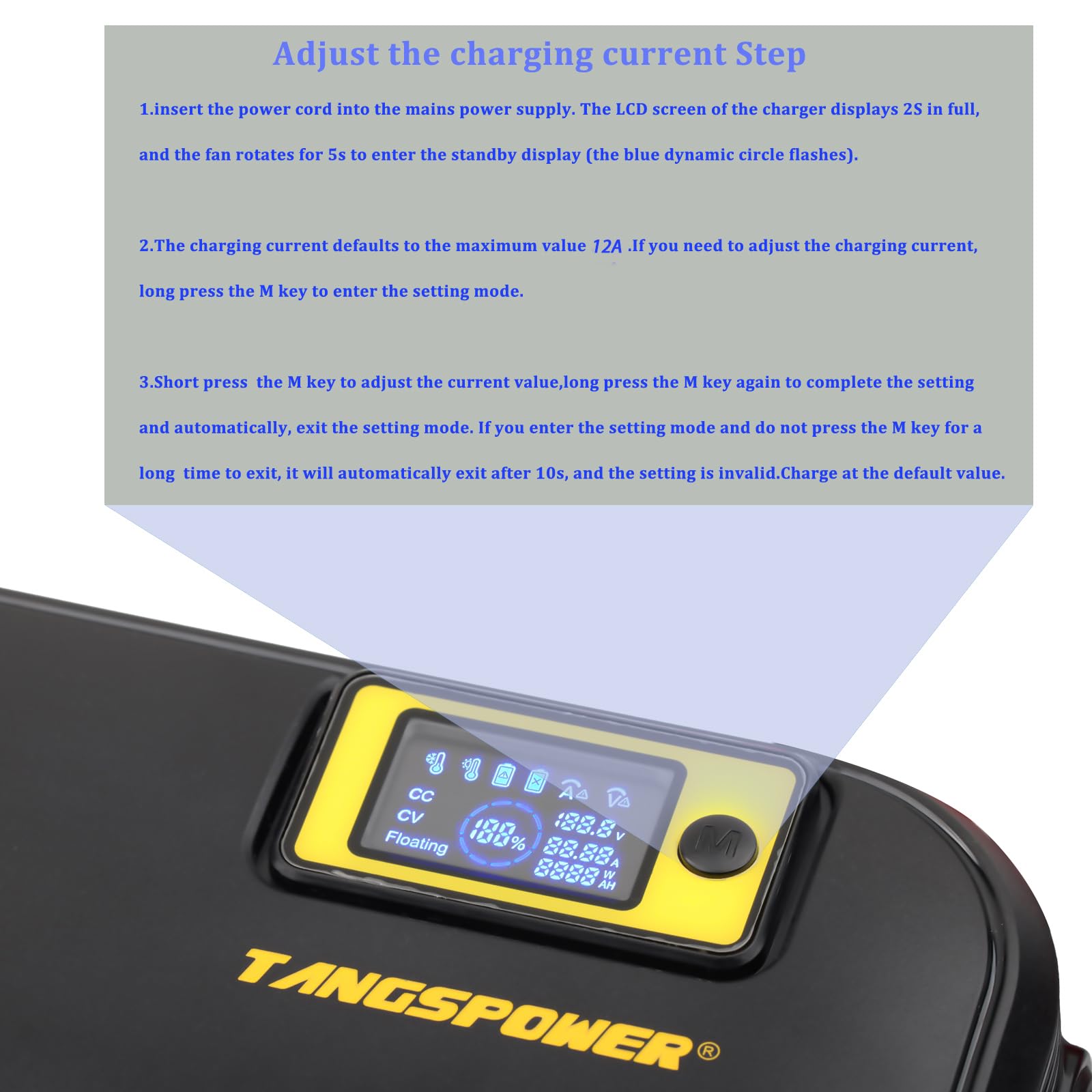 48V 54.6V 12A Smart Lithium Battery Charger with Adjustable Current - XT90 Connector for 13S 48V Li-ion Battery Packs - Perfect for Ebikes, Scooters, Electric Bikes and Power Tools