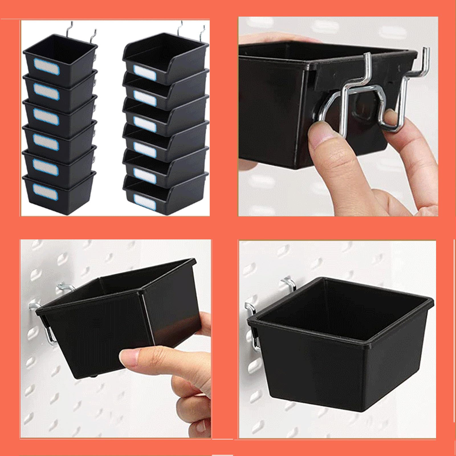 21 Sets Pegboard Bins & Cups with Hooks & Loops - Pegboard Accessories Kit for Organizing Craft Supplies, Office & Workbench Tools - Perfect for DIY Projects, Garage Storage & Workshop Organization
