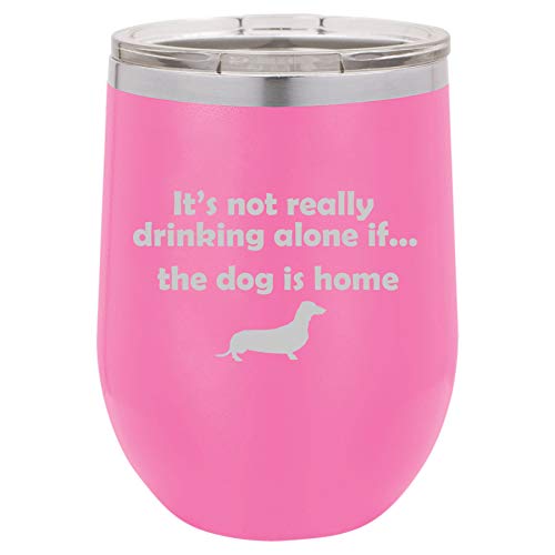 12 oz Double Wall Vacuum Insulated Stainless Steel Wine Tumbler - Stemless Coffee Travel Mug with Lid & Leakproof Design - Funny Dachshund Quote 
