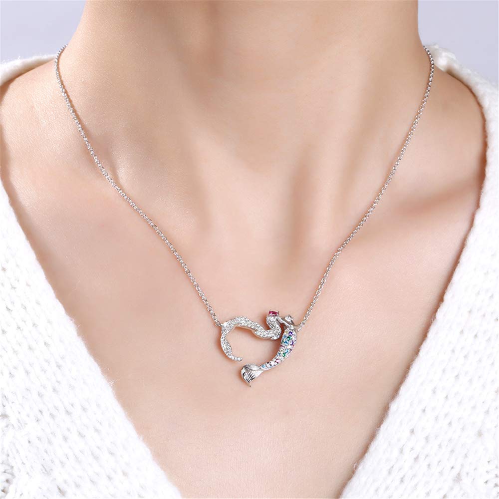 Jeulia Sterling Silver Mermaid Pendant Necklace for Women - Elegant Ocean-Themed Jewelry Gift for Girlfriend, Wife, Valentine's Day & Birthday - Comes with Jewelry Box | Perfect for Beach Vacations, Romantic Dates & Special Occasions