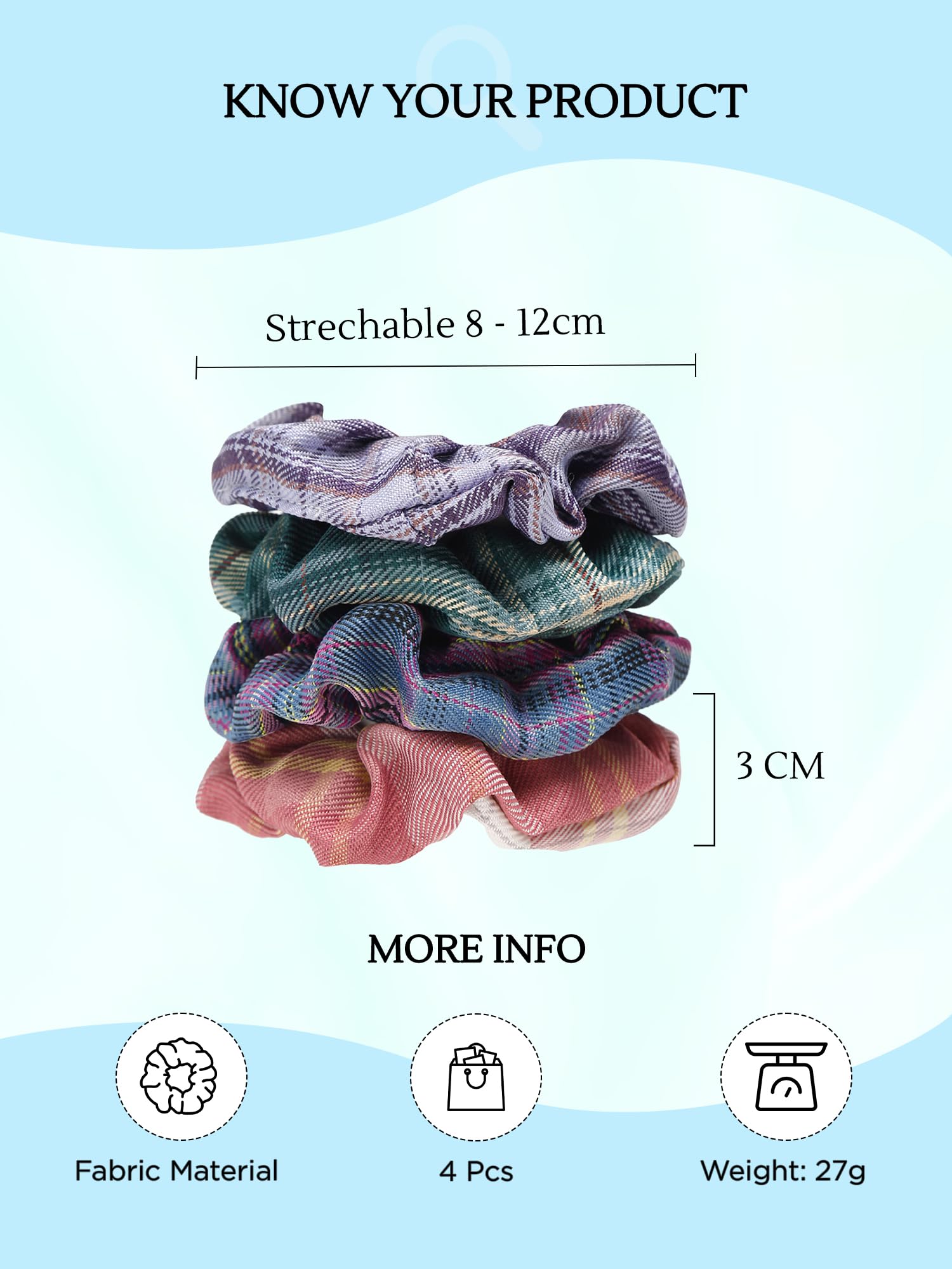 **4-Pack Satin Scrunchies for Women & Girls – Soft Yellow Hair Ties, Ponytail Holders & Hair Accessories – Perfect for Work, Gym & Everyday Use**