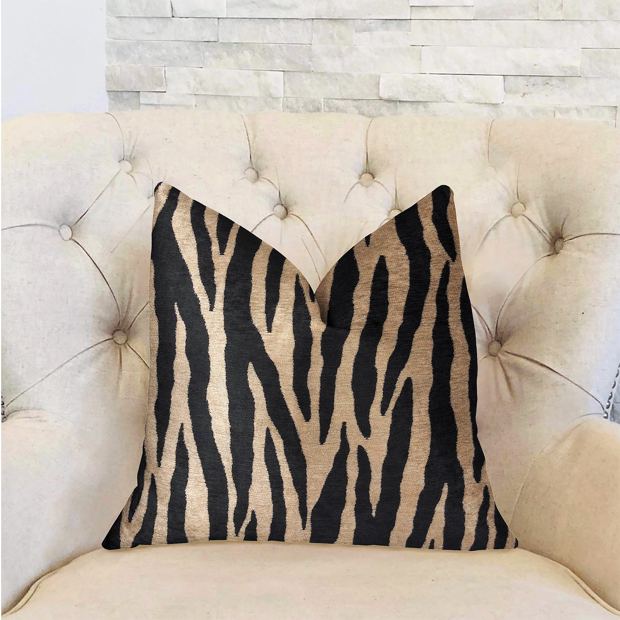 Plutus Zippy Zebra Luxury Throw Pillow 22x22 Inches - Soft Decorative Cushion for Sofa, Bed, Living Room & Nursery - Stylish Home Decor Gift Idea