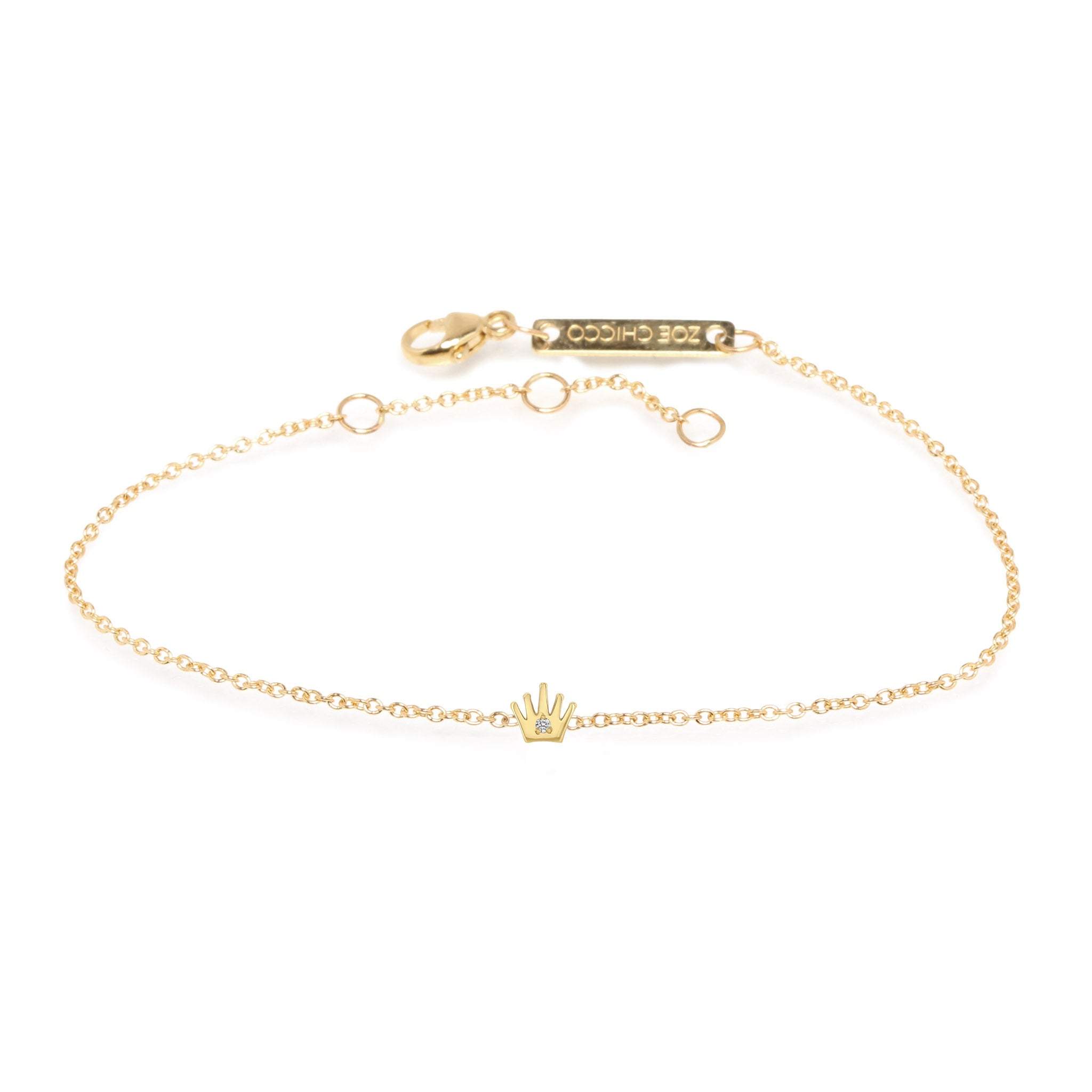 14K Gold Tiny Diamond Crown Bracelet for Women - Elegant Minimalist Jewelry Gift for Birthday, Anniversary & Special Occasions