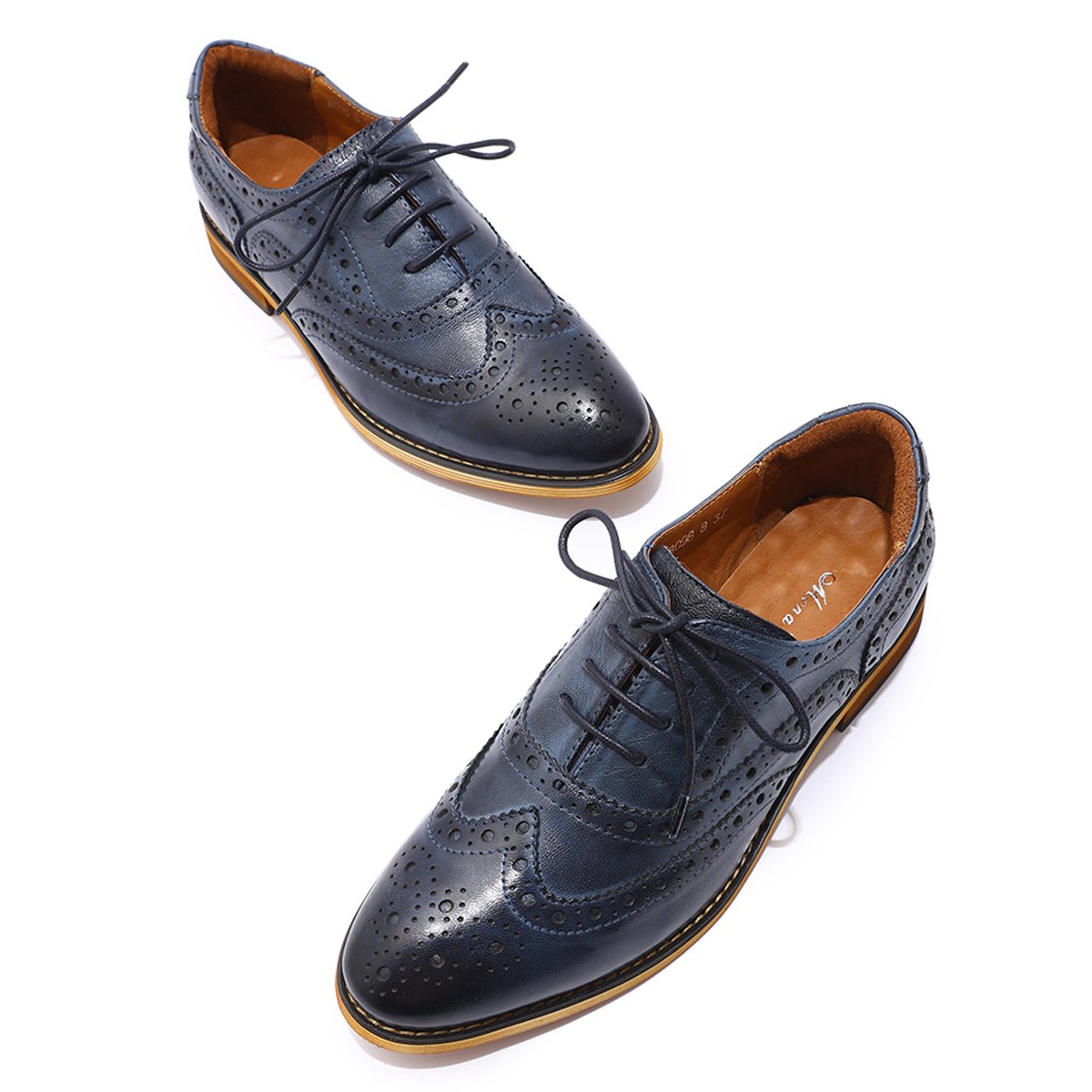 Stylish Women's Leather Wingtip Oxford Shoes - Perforated Lace-Up Brogue Design for Ladies | Perfect for Office, Casual Wear & Special Occasions