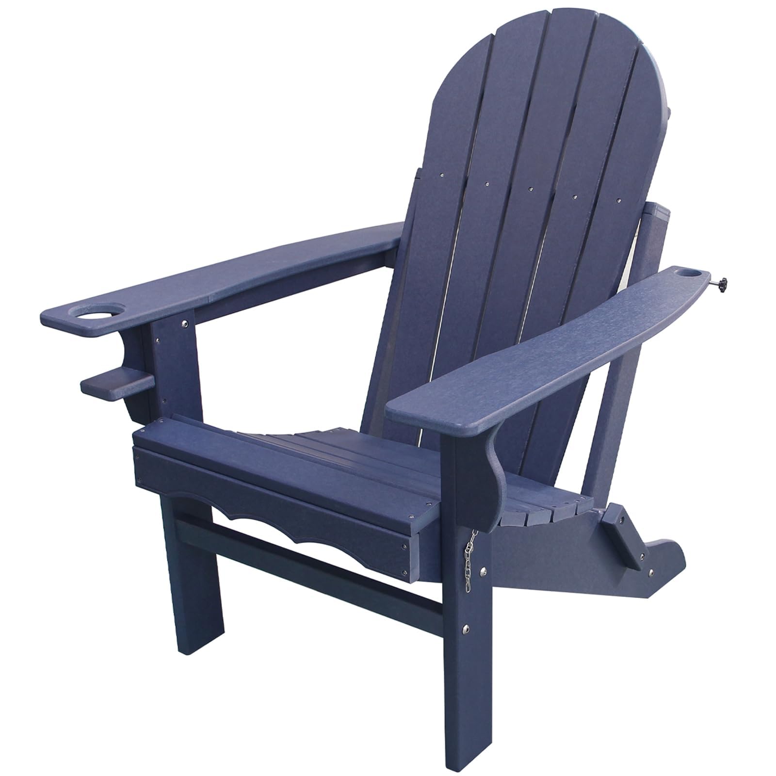 CLOUDEEP Folding Adirondack Chairs with Cup Holder & Umbrella Hole - Weatherproof Outdoor Patio Furniture for Garden, Backyard, Deck, Poolside - Comfortable Blue Lounge Chairs for Relaxing in Sun or Shade