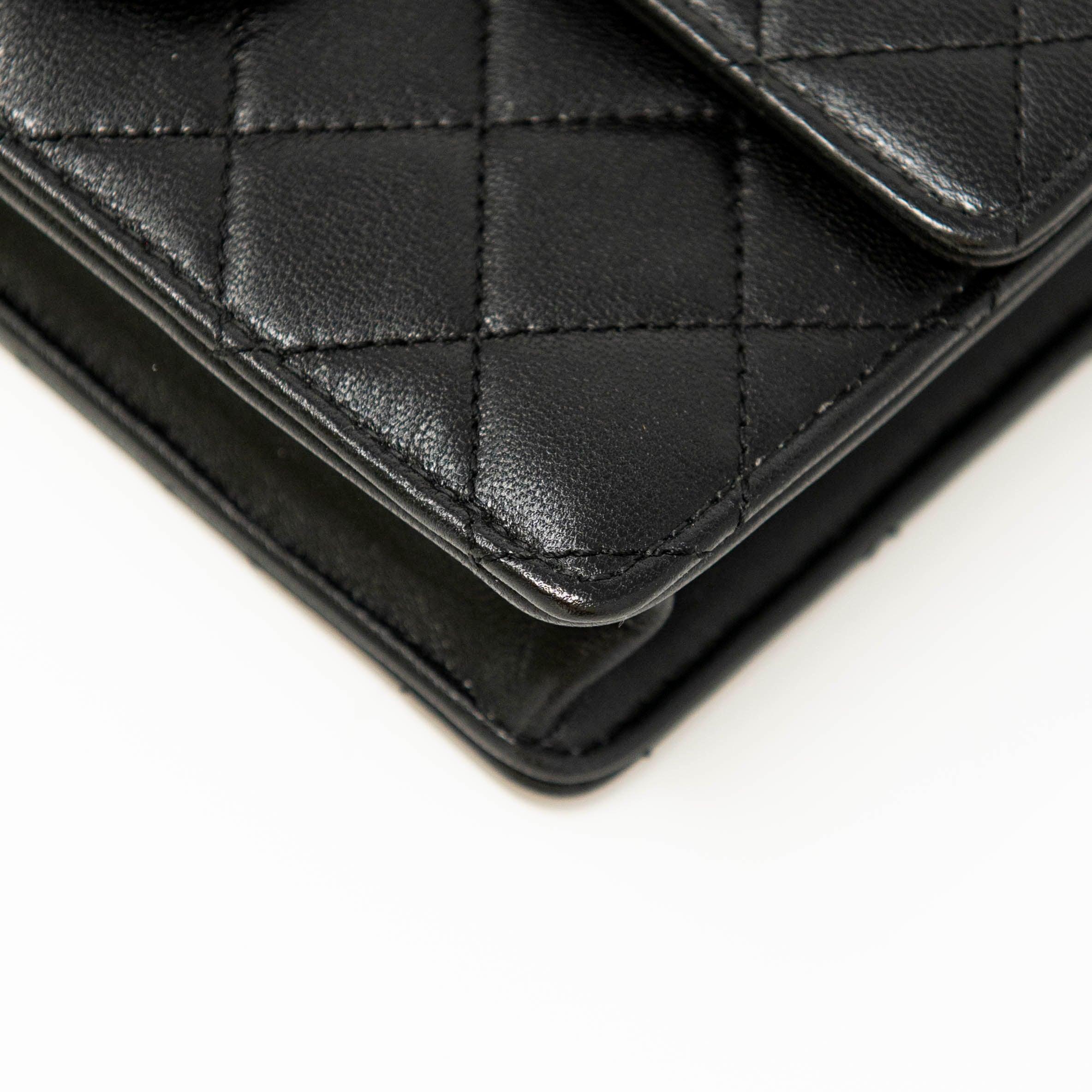 Chanel Black Lambskin Quilted Bag with Pearl CC Logo - Luxury Crossbody Flap Purse for Women, Perfect for Evening Parties & Date Nights