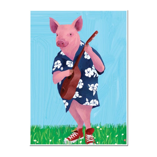 Funny Aloha Oink Father's Day Card - Hawaiian Pig Theme Greeting Card for Dad - Perfect for Father's Day Gifts, Birthday Cards & Special Occasions