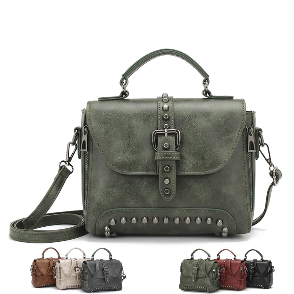 Segater® Women's Vintage Rivet Saddle Shoulder Bag - Crossbody Purse & Sling Satchel for Casual Outings, Travel & Everyday Use