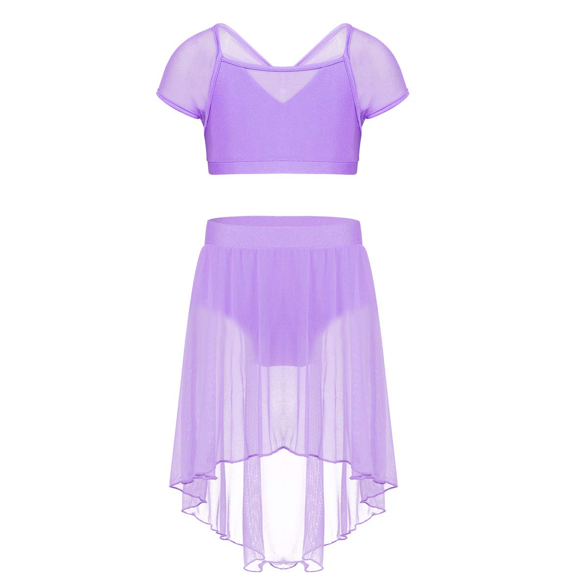 Alvivi Girls Keyhole Halter Lace Dance Bra Top & Shorts Set - Ballet Lyrical Dancewear Costume for Kids - Perfect for Ballet Class, Recitals & Performance Practice