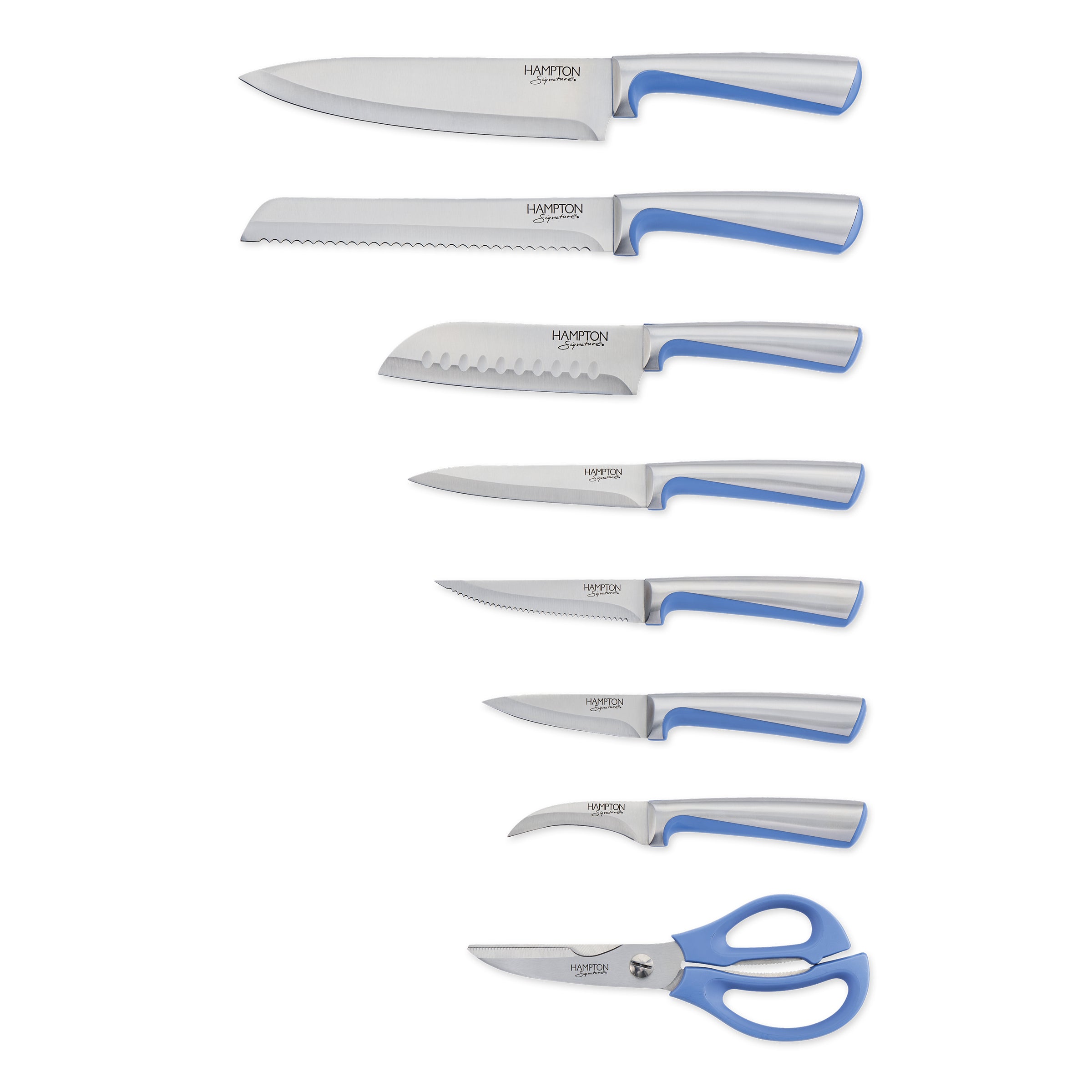 Premium Orion Blue 14-Piece Knife Block Set - High-Quality Stainless Steel Cutlery with Wooden Holder for Kitchen - Perfect for Home Chefs, Cooking Enthusiasts & Gift Giving