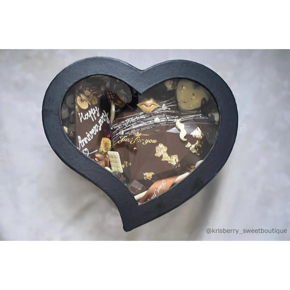 Premium Heart Shaped Gift Boxes Set of 3 - Luxury Black Valentine's Day Jewelry & Flower Packaging for Weddings, Anniversaries, and Romantic Occasions