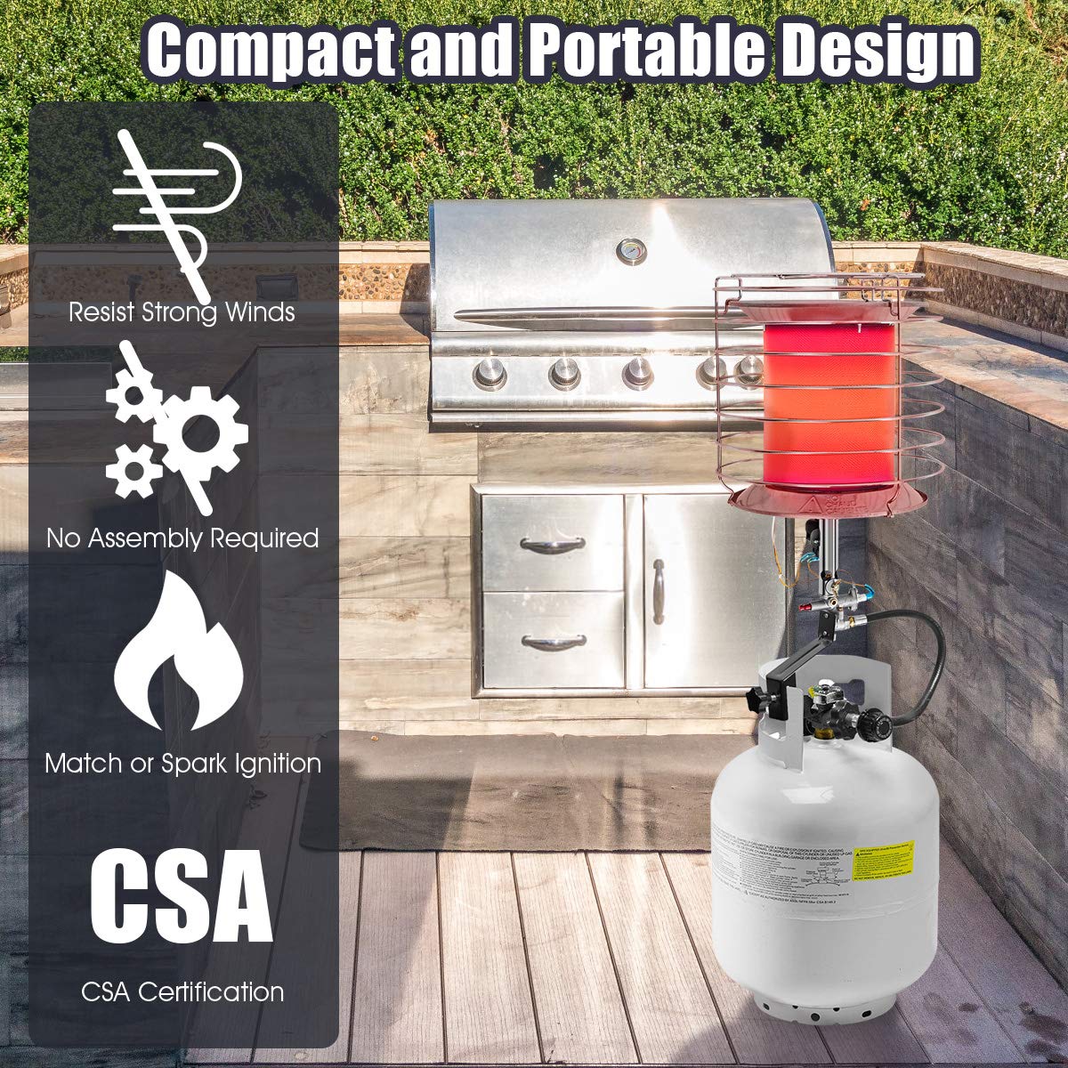 COSTWAY 42,000 BTU Portable Propane Heater with Auto Shut-Off & 360° Heat - Indoor/Outdoor Use for Patio, Garage, Camping & Workspaces | Safe Heating Solution