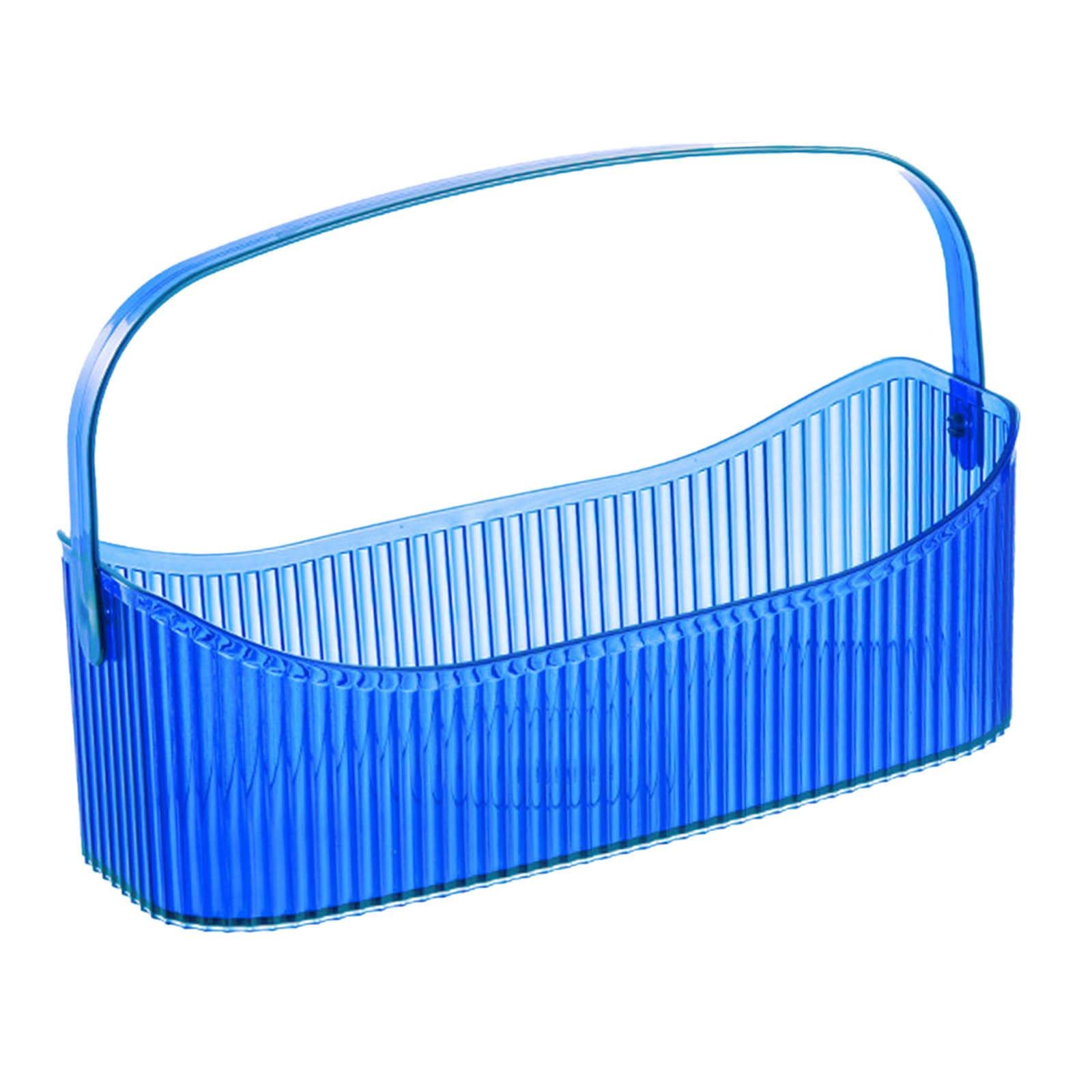 KESOTO Countertop Storage Basket with Handles - Bathroom & Vanity Organizer for Perfume, Cosmetics, Toys & Sundries - Blue - Perfect for Bathroom Counter, Bedroom Dresser & Office Desk Organization