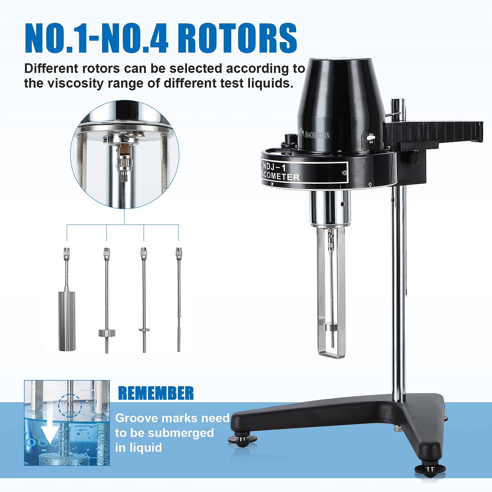 BAOSHISHAN NDJ-1 Rotary Viscometer - Digital Viscosity Tester for Newtonian Liquids (10-100,000mPa·s) | Lab & Industrial Fluid Viscosity Measurement for Paints, Oils, Cosmetics & Chemical Solutions
