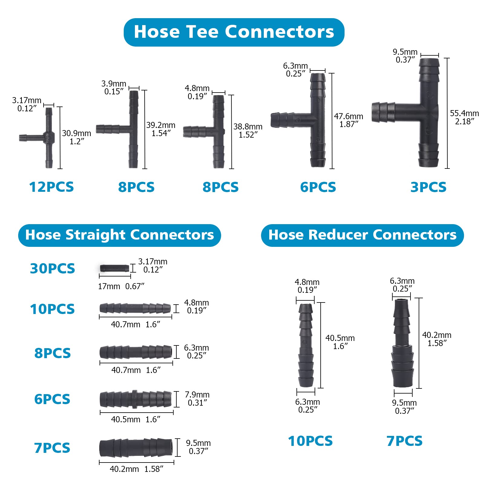 High Performance Automotive Silicone Vacuum Hose Kit - 6PCS (5FT Each) in 1/8