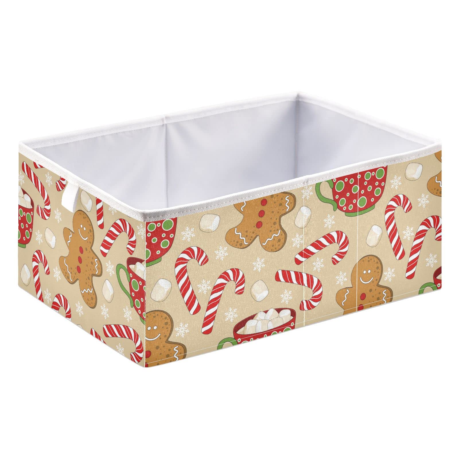 DOMIKING Christmas Gingerbread Man Storage Bins - Foldable Cuboid Shelf Baskets with Sturdy Handle for Gift Wrapping, Closet Organization, Bedroom & Home Decor - Perfect for Holiday Decor, Toy Storage & Shelving Solutions