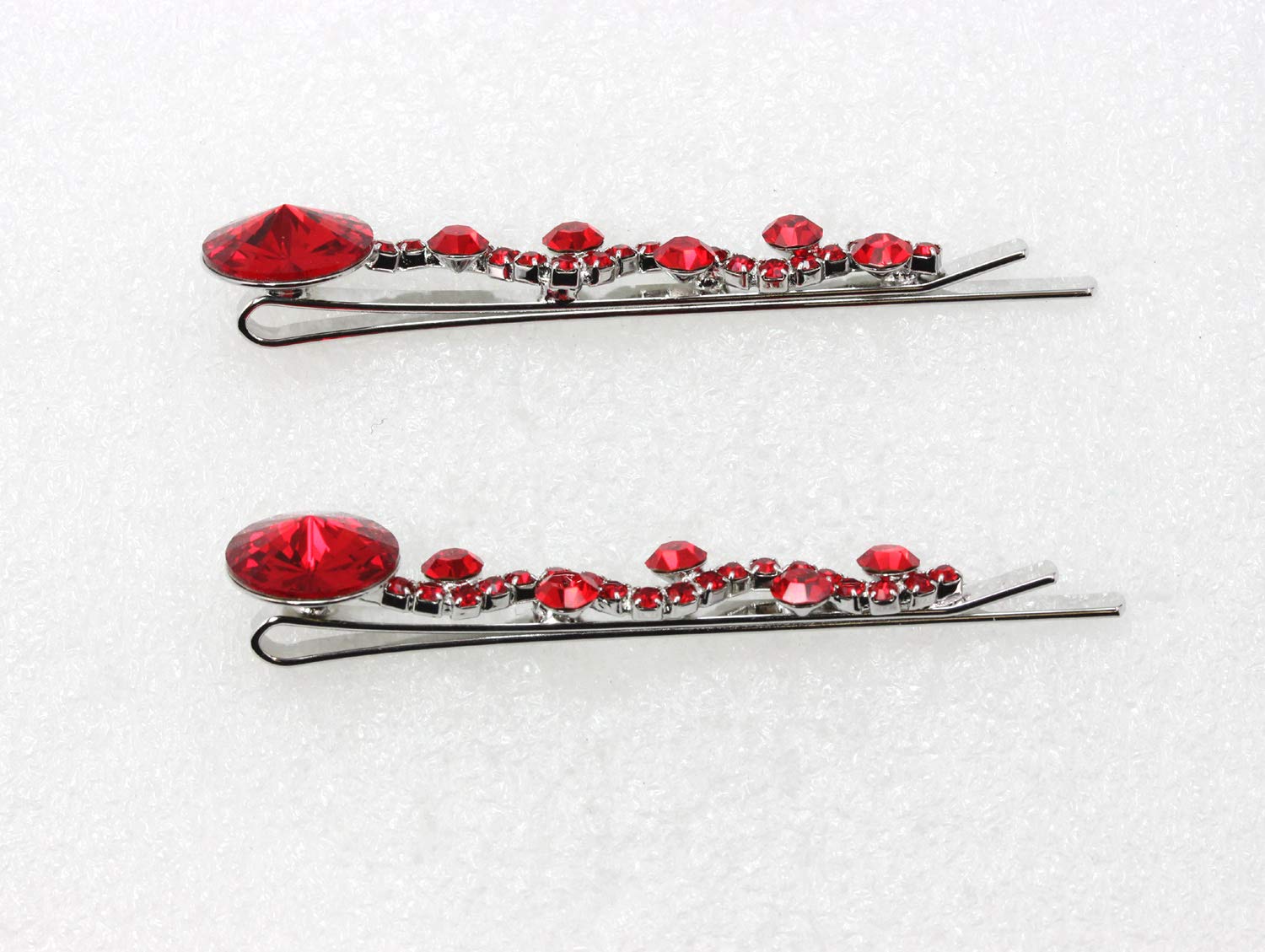 Faship Premium Rhinestone Crystal Floral Hair Clips Set of 2 - Elegant Red Hair Accessories for Women, Bridal, Prom, Party & Special Occasions