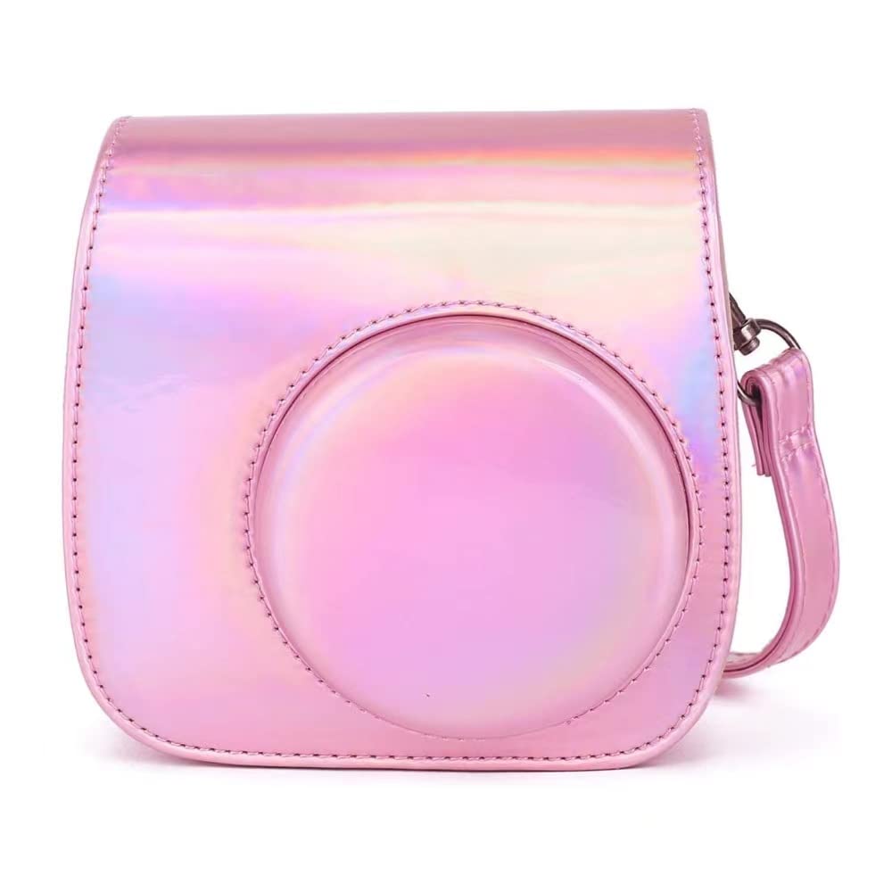 MINILUJIA Pink Camera Case Bag for Fujifilm Instax Mini 11 - Durable Protective Pouch with Adjustable Shoulder Strap - Perfect for Travel, Parties & Everyday Use