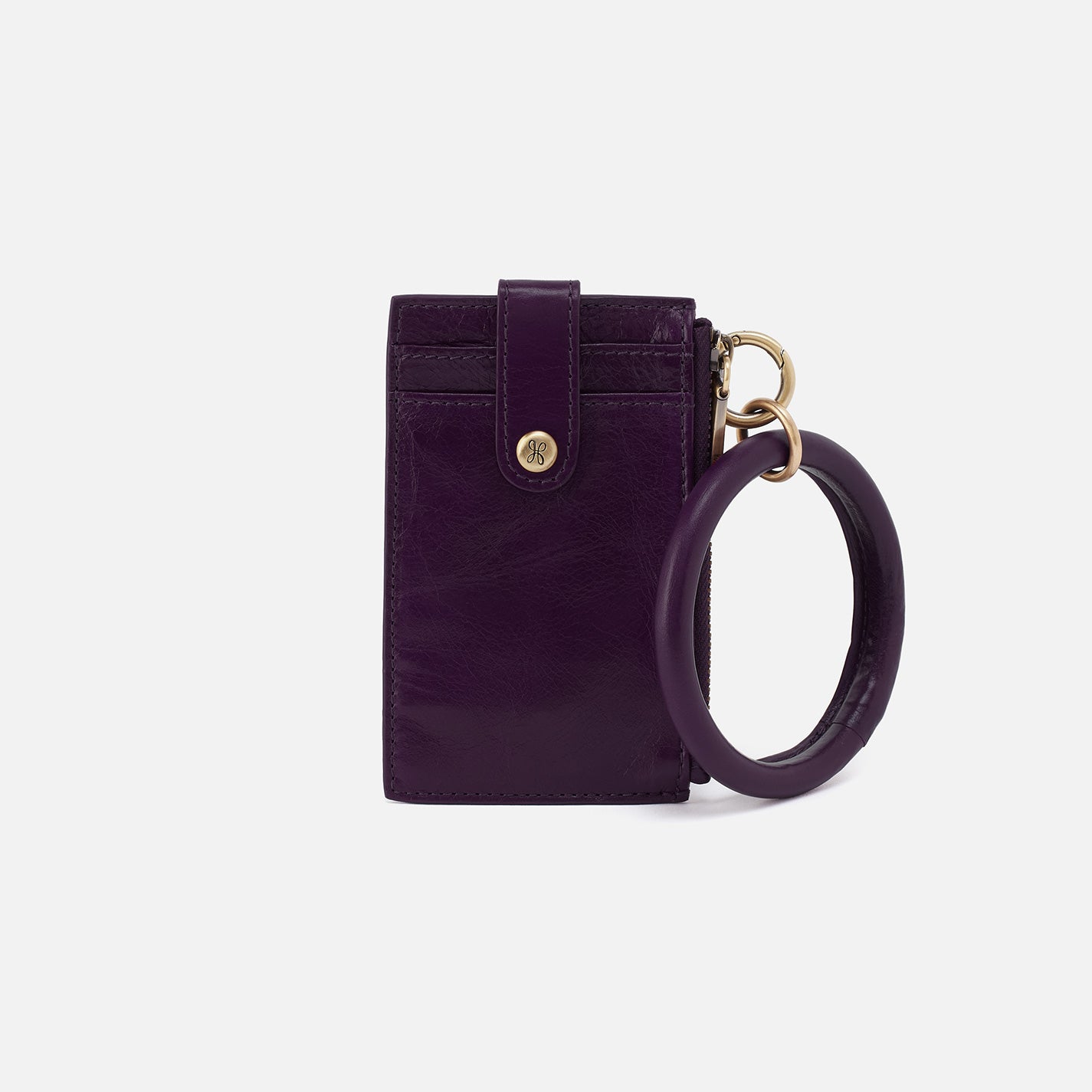 Polished Leather Ring Credit Card Wristlet - Deep Purple Wallet for Women | Perfect for Everyday Use, Travel & Shopping