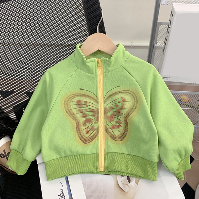 Adorable Baby Girl Butterfly Print Cardigan & Leggings Set - Soft Cotton Sports Outfit for Toddlers | Perfect for Playdates, Photoshoots & Casual Wear