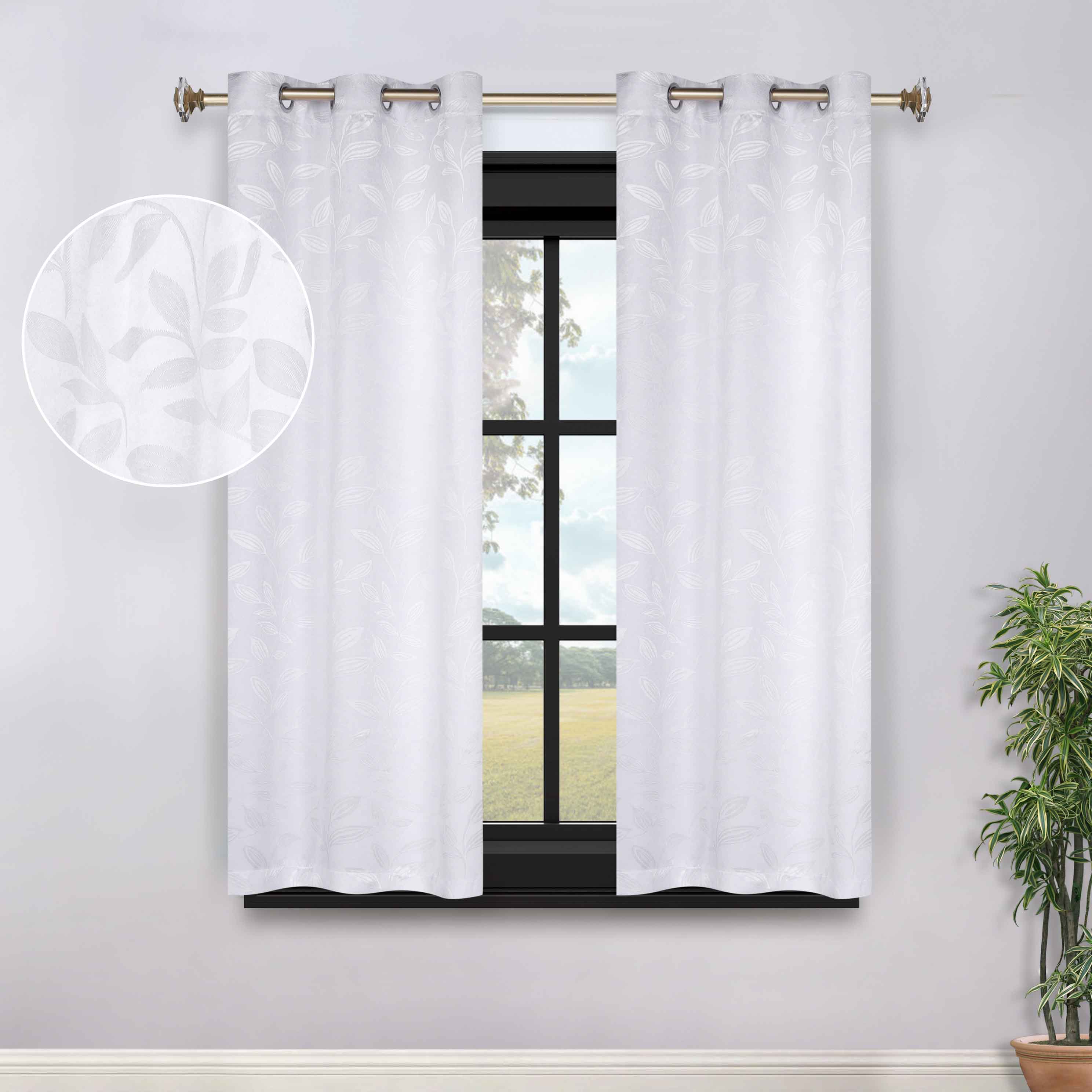 Leaves Grommet Blackout Curtains Set of 2 - Thermal Insulated Room Darkening Drapes for Bedroom & Living Room - Noise Reducing Window Treatment for Home Decor