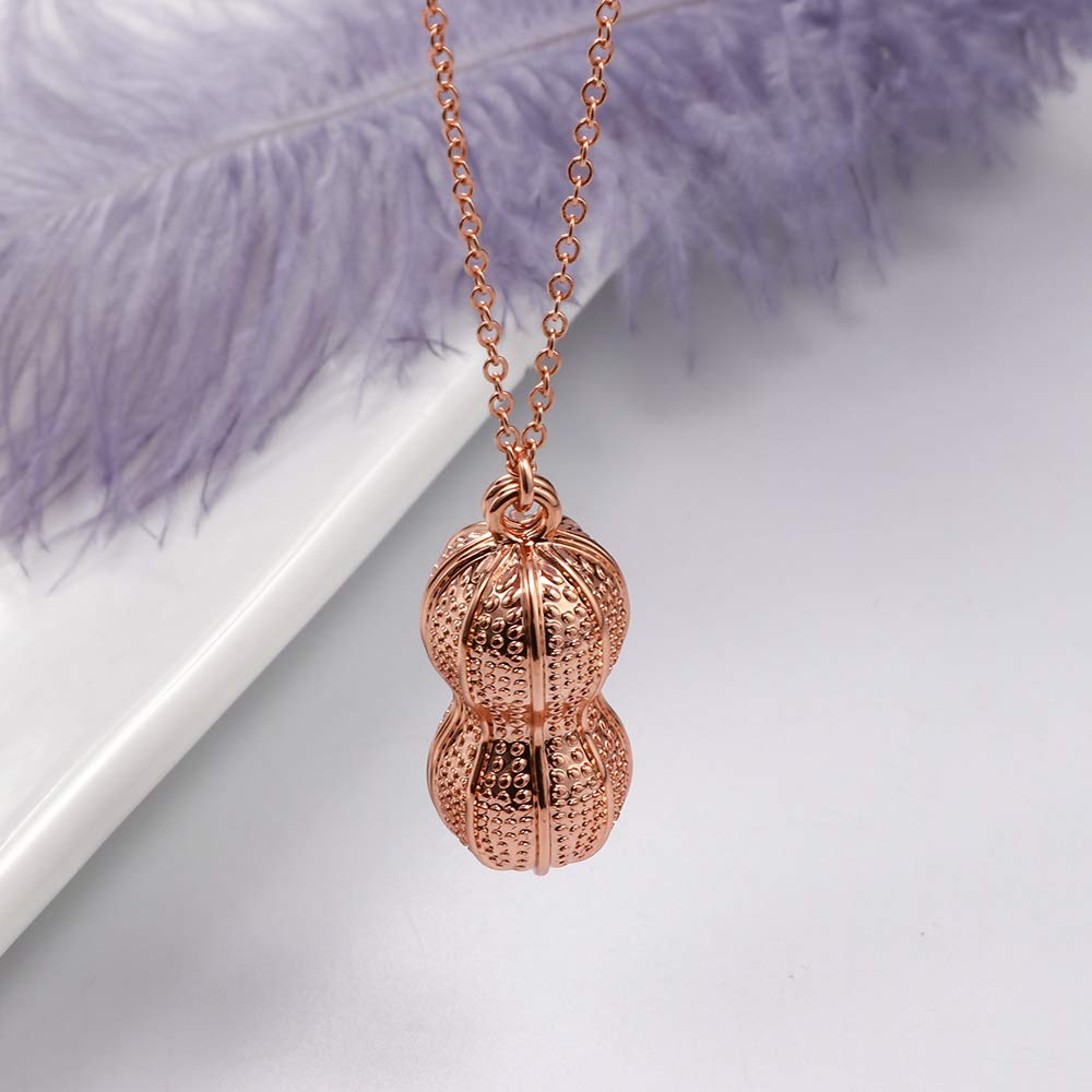 Elegant Rose Gold Peanut Pendant Necklace - Handmade with Genuine Pearls for Prom, Wedding & Evening Events - Perfect Statement Jewelry for Special Occasions