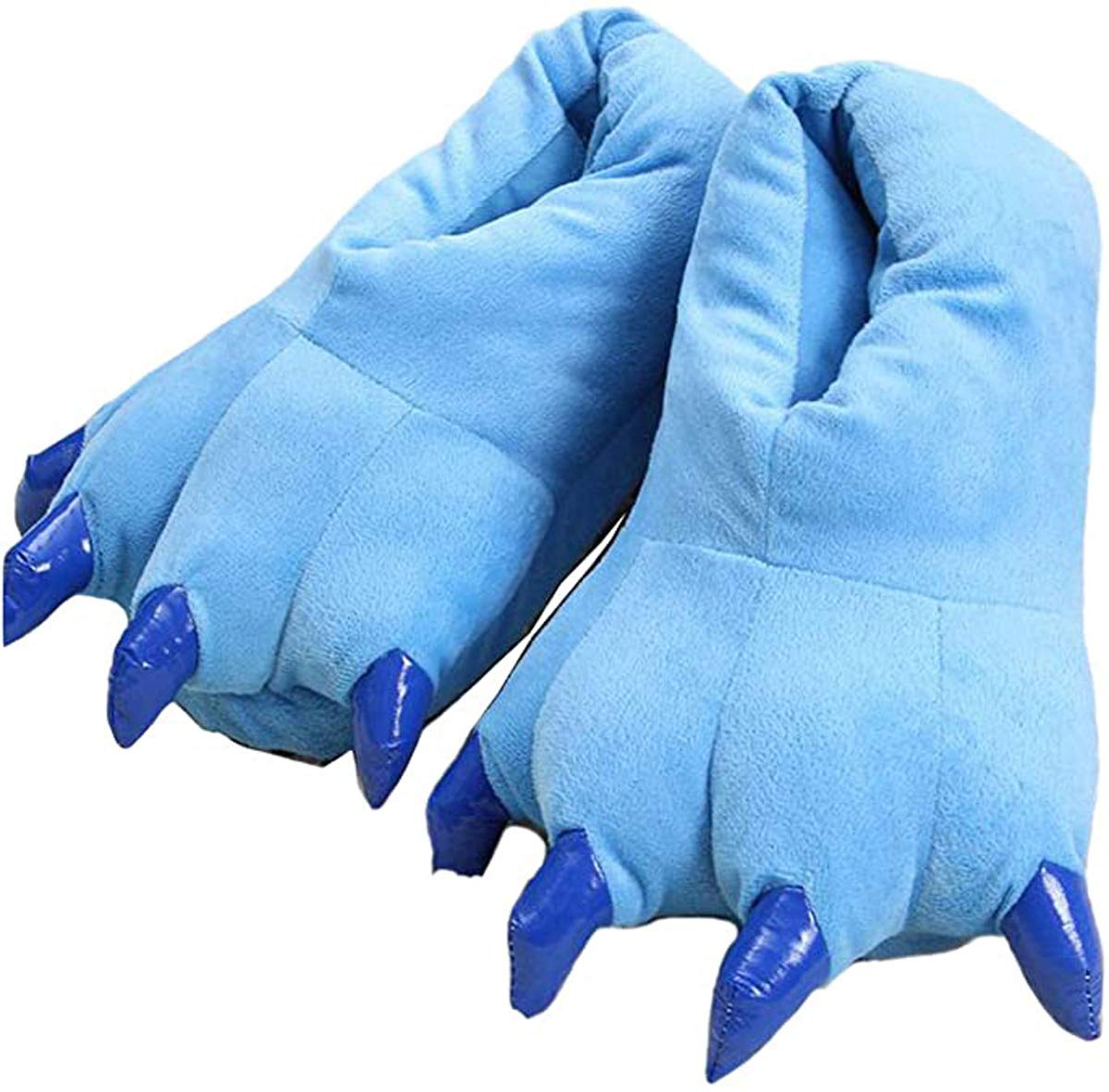 YUCHE Unisex Plush Animal Slippers - Soft Claw Shoes for Men, Women & Kids (Size 9-13, Blue) - Cozy Homewear for Winter Comfort & Indoor Lounging