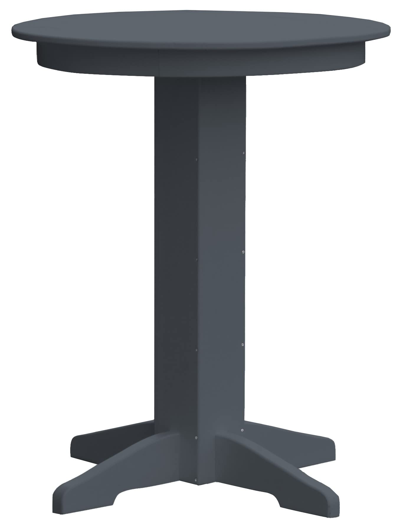 33 Inch Round Bar Table - Dark Gray Poly Lumber Outdoor Patio Furniture for Restaurants, Bars & Backyard Dining | Weather-Resistant & Durable