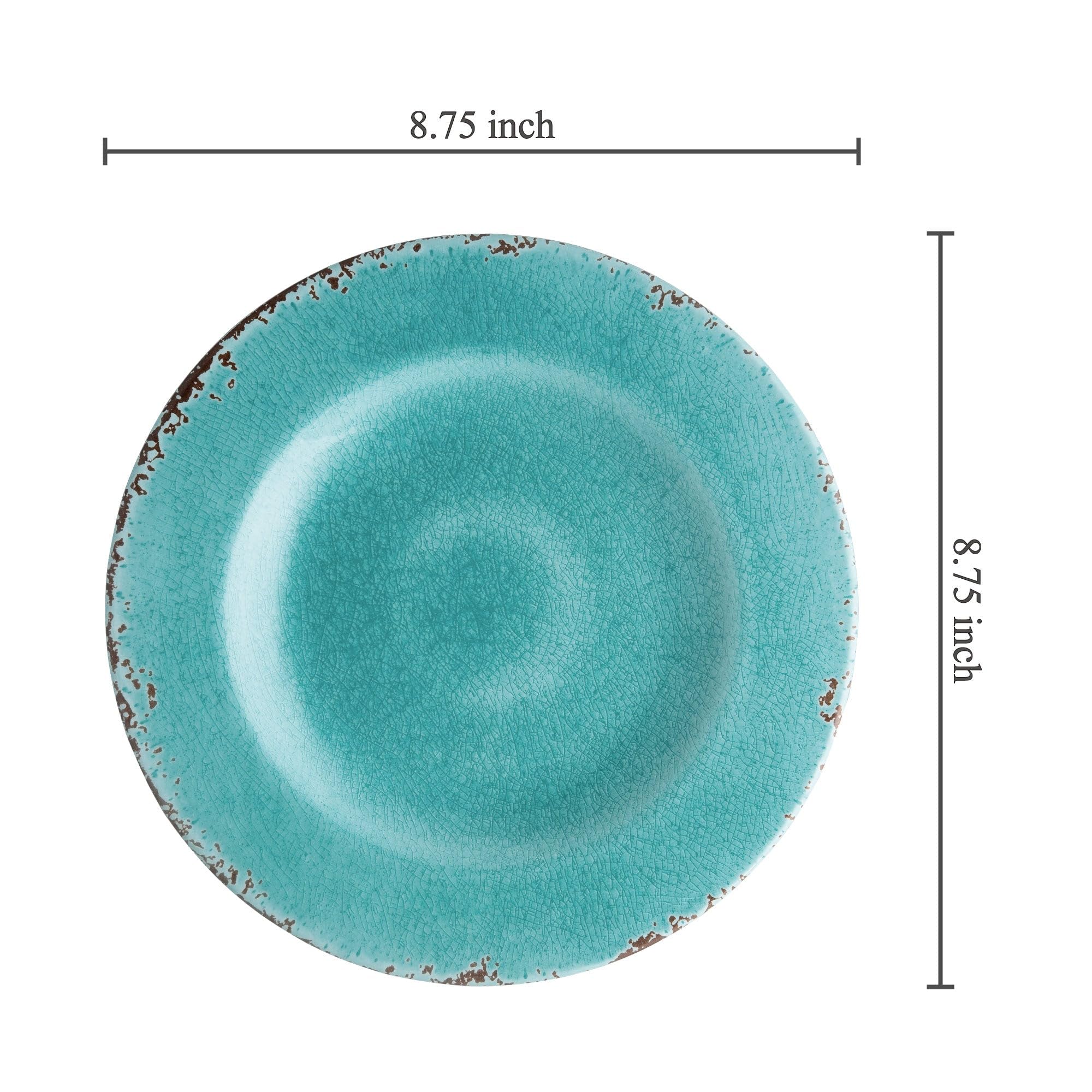 UPware 6-Pack Crackle Melamine Plates - BPA-Free, Dishwasher Safe, 8.75